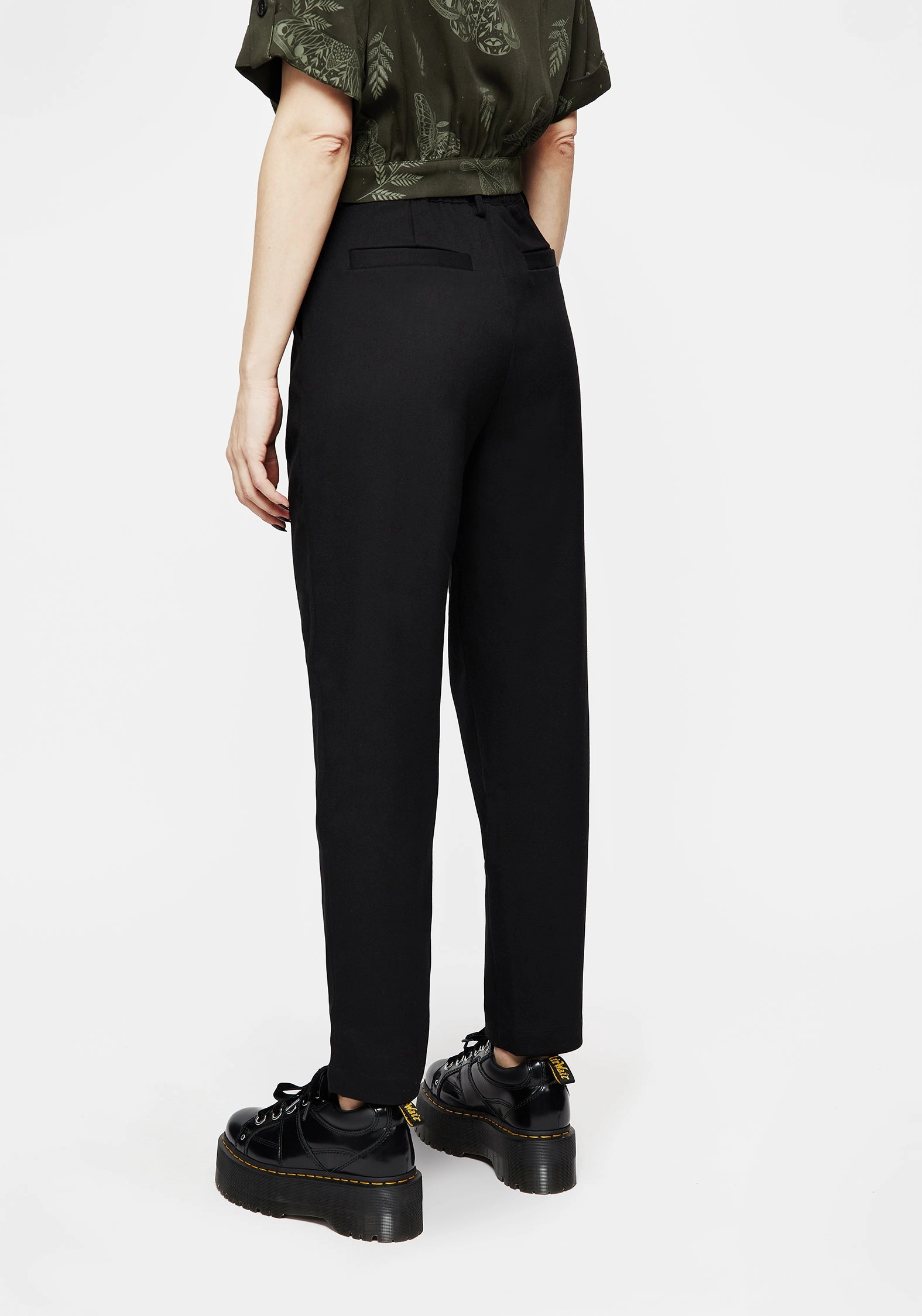 Marsilea Fern Embroidered Tapered Tailored Trousers Durable Stitching
