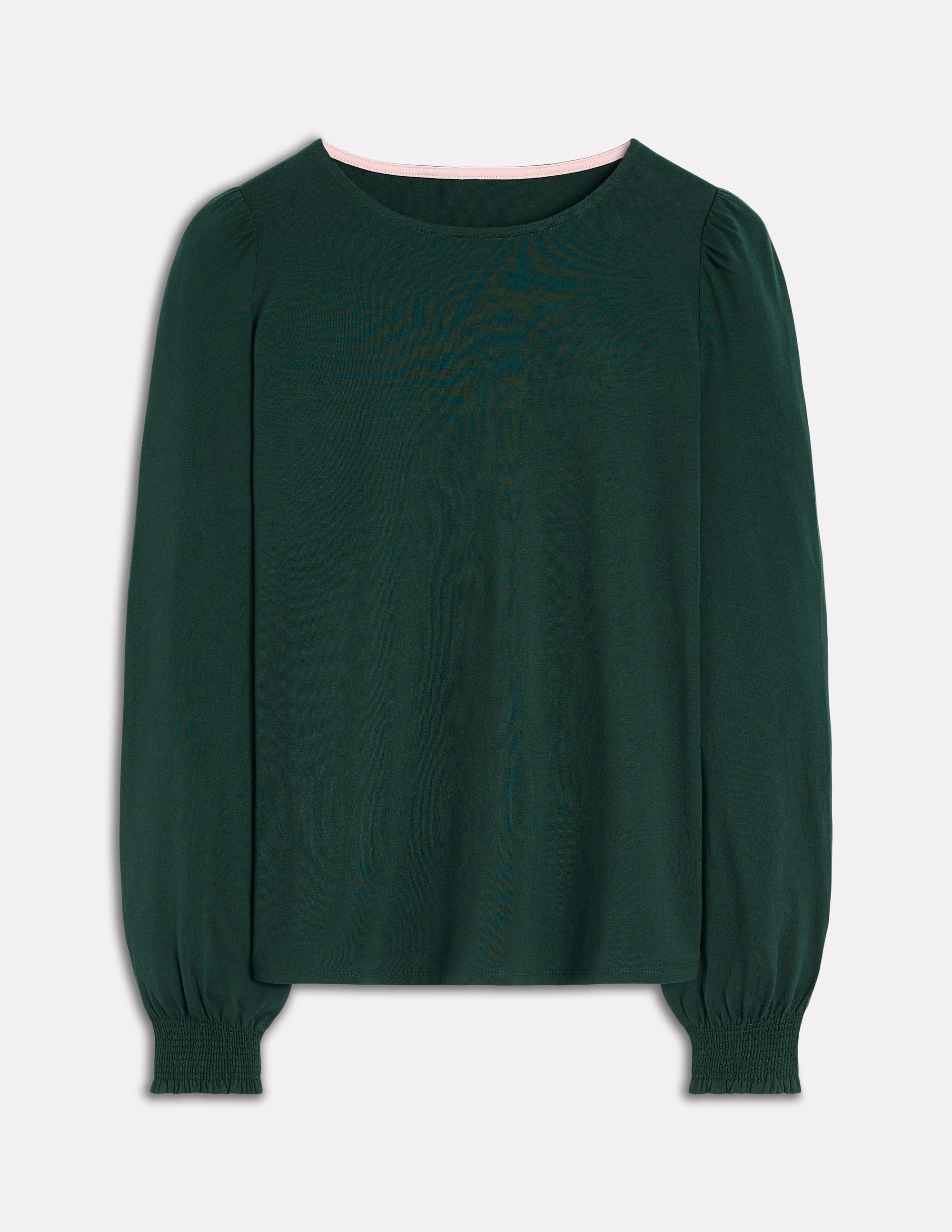 Smocked Cuff Supersoft Top-Green Pine Garment Washed Softness