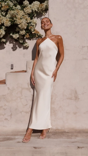 Chiara Maxi Dress - Champagne Calm Drape Business casual