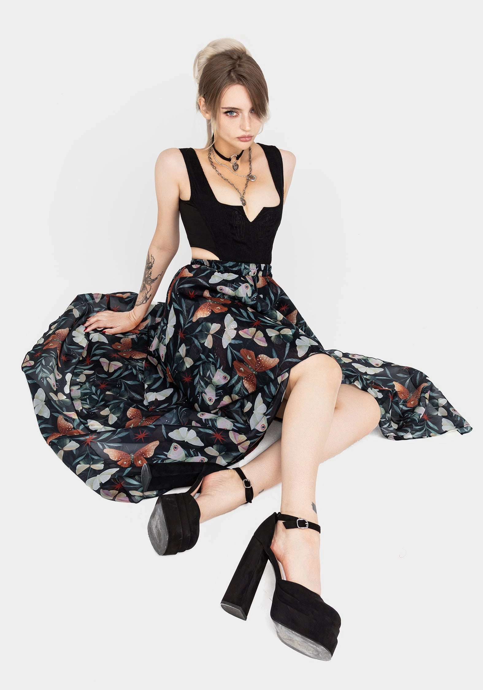 Tear Resistant Material light texture Mariposa Split Tiered Organza Skirt