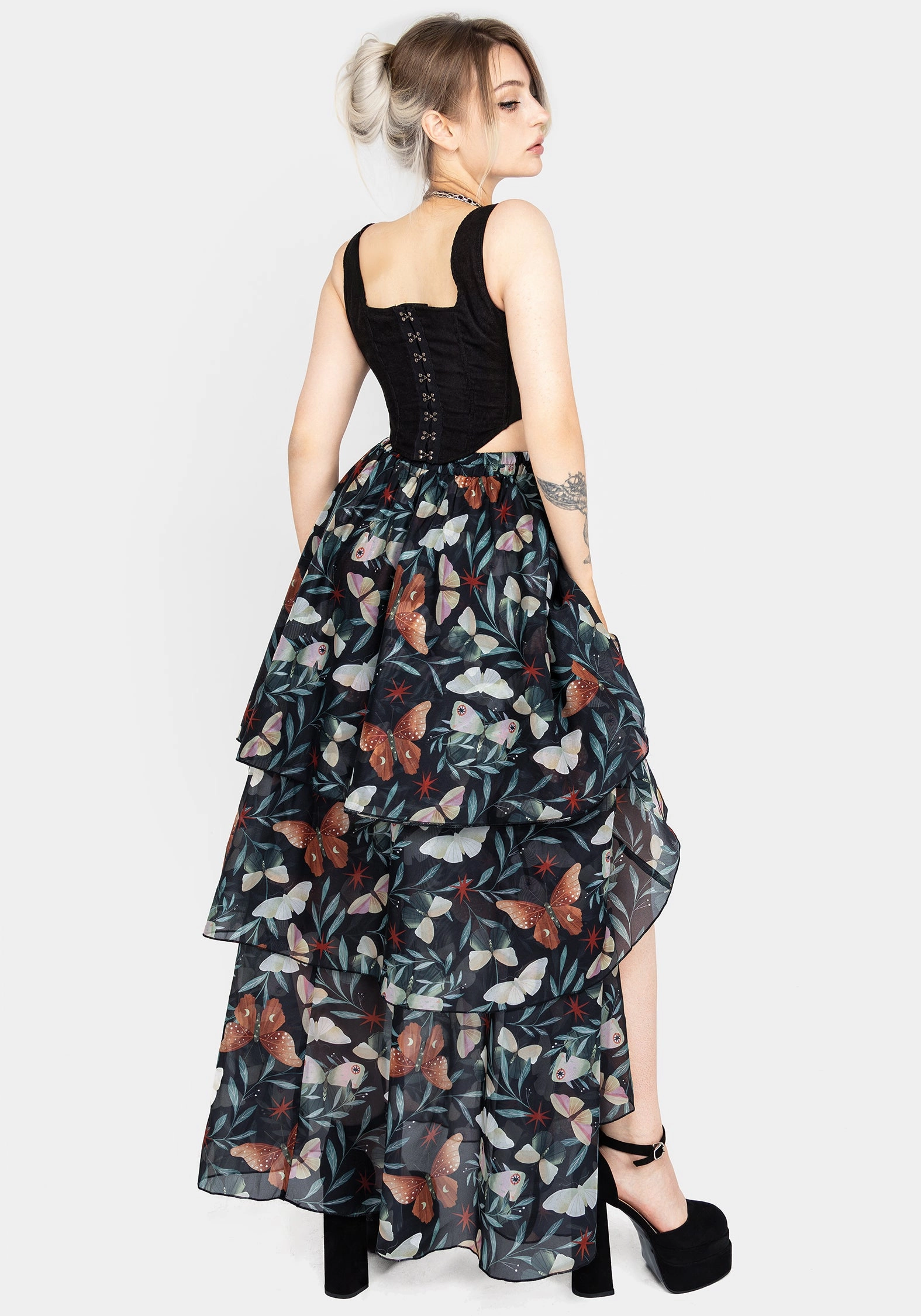 Mariposa Split Tiered Organza Skirt Hidden pockets Street Ready