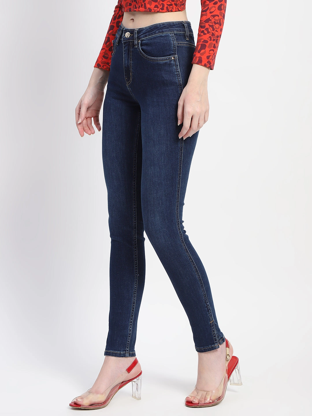 Cool And Clean Stain Release Finish Madame Stone Wash Skinny Fit Blue Denim