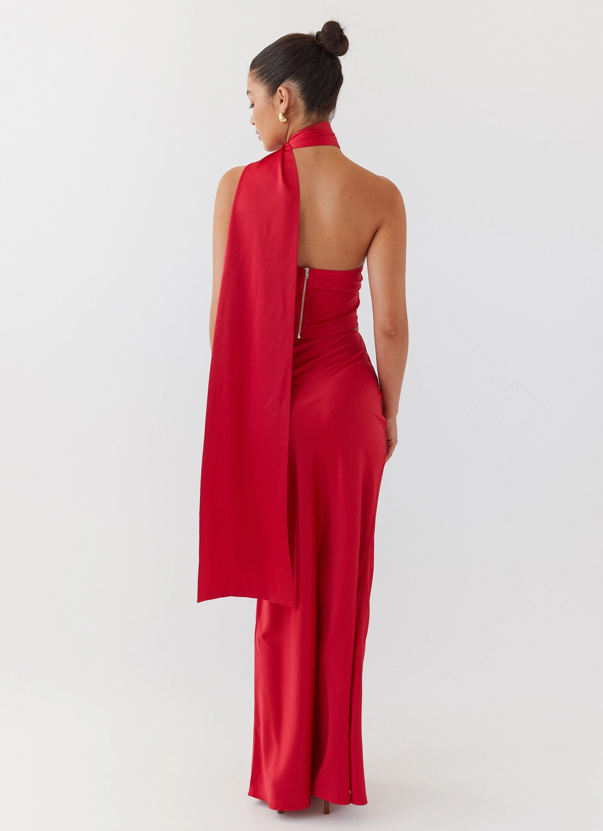 Josefina Satin Maxi Skirt - Rouge Red Fair trade Easy Layers