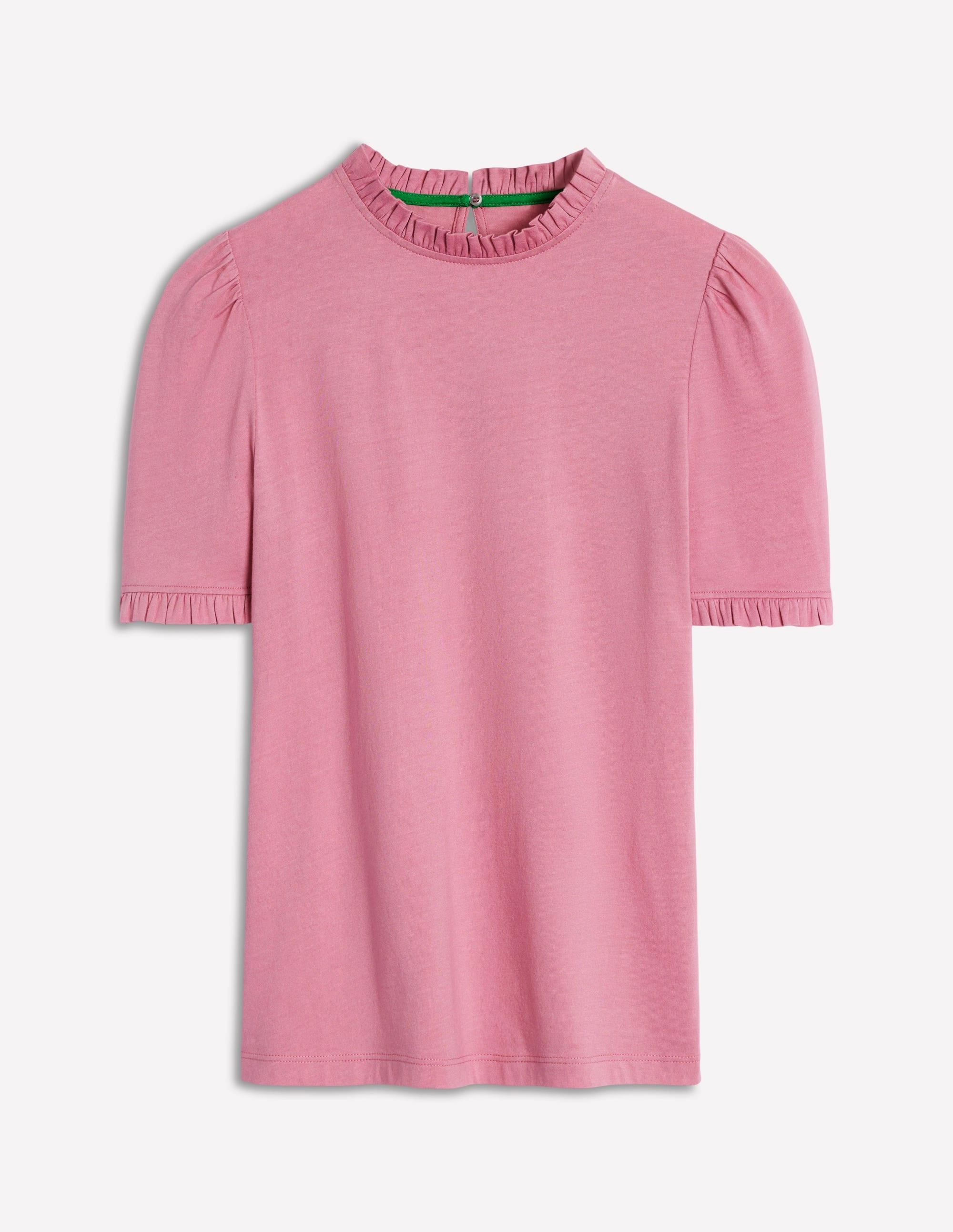 Comfortable Style Light Fabric Supersoft Frill Detail T-shirt-Formica Pink