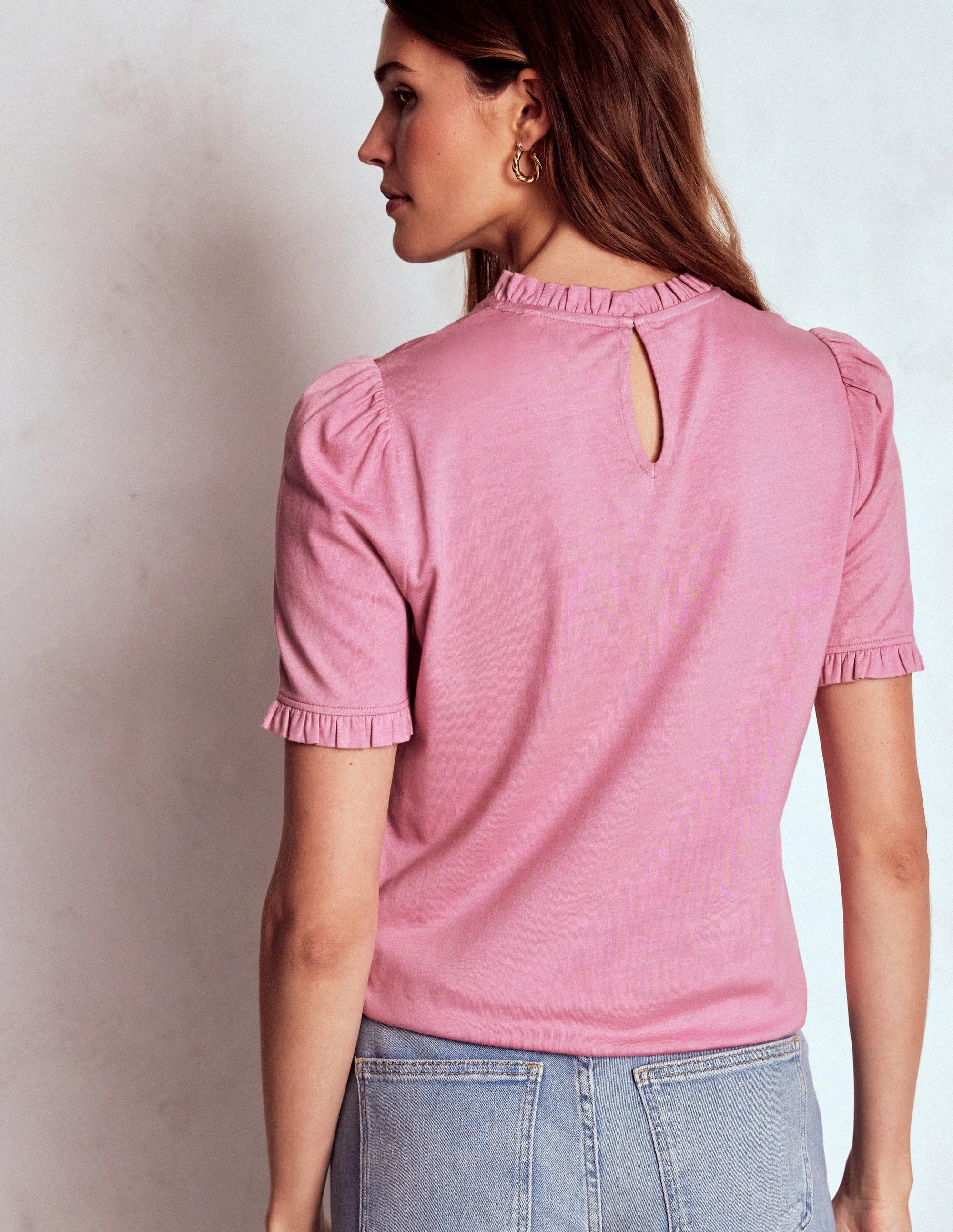Supersoft Frill Detail T-shirt-Formica Pink MeshPanelIntegration