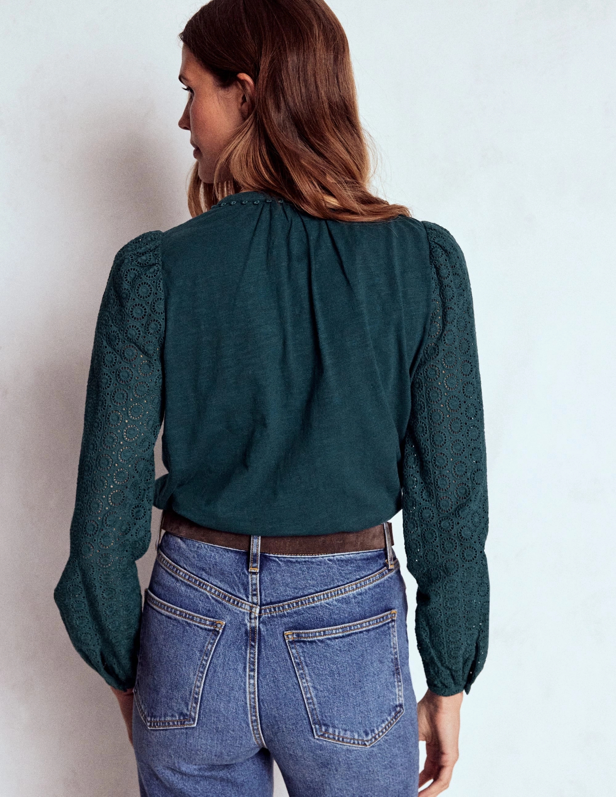 Eden Broderie Jersey Shirt-Midnight Teal EcoCertified Textile
