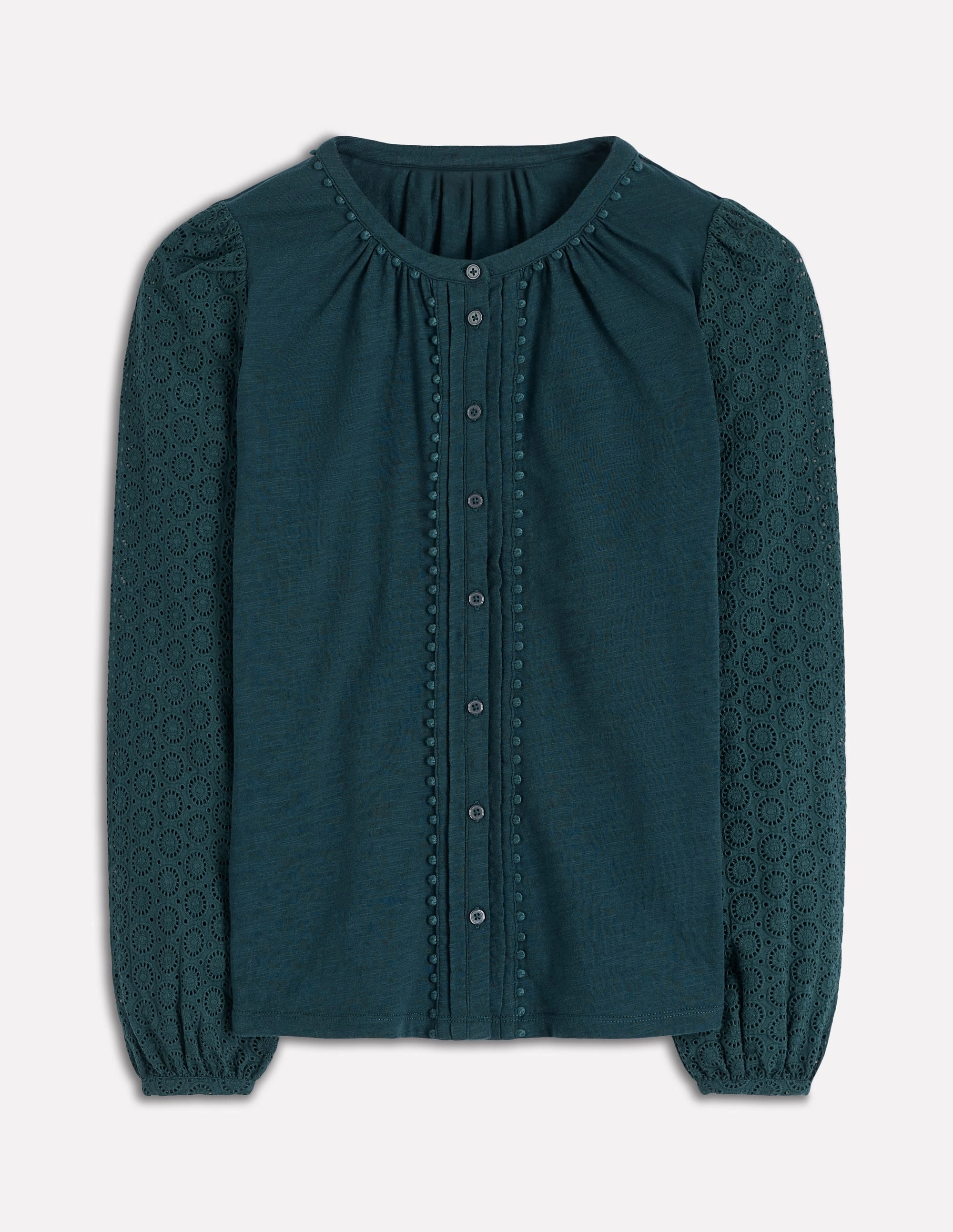 AllDayComfort QuickDry Textile Eden Broderie Jersey Shirt-Midnight Teal