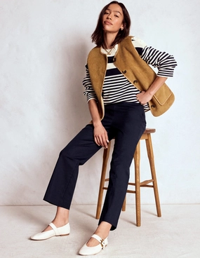 Ripped design Comfort Layer Wear Smart 7/8 Trousers-Navy