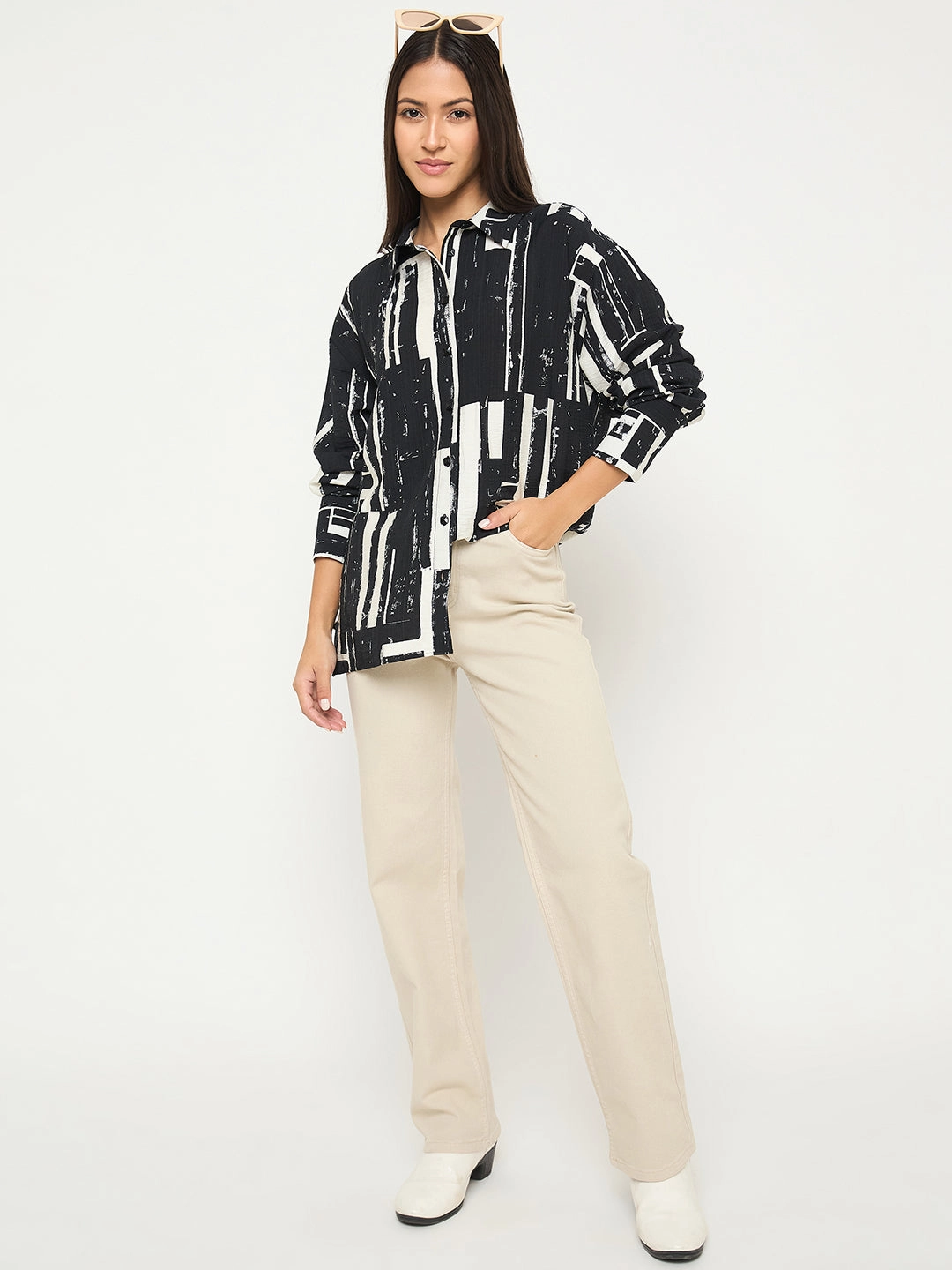 Madame All Over Print Black Cotton Blend Full Shirt Creative Professional Backpacking Trip