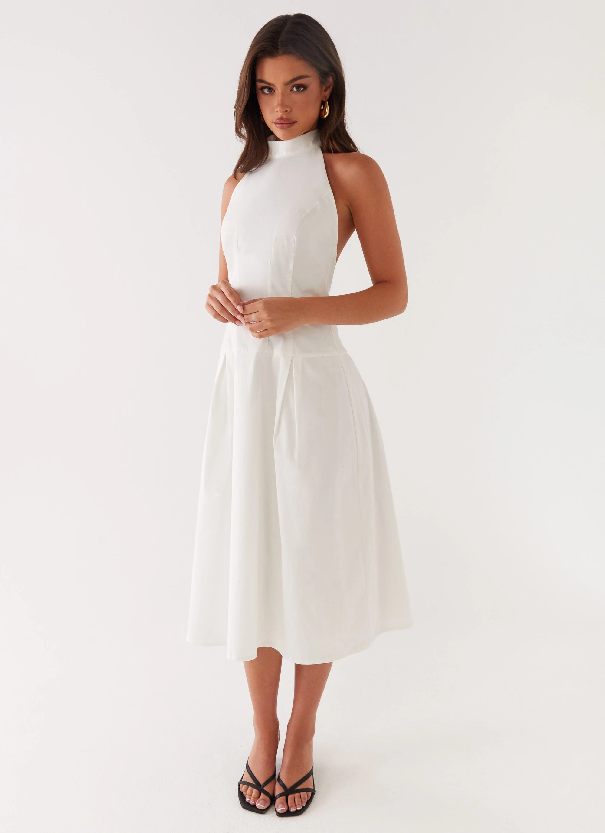Daily Essential Low Maintenance Calla Halter Midi Dress - White