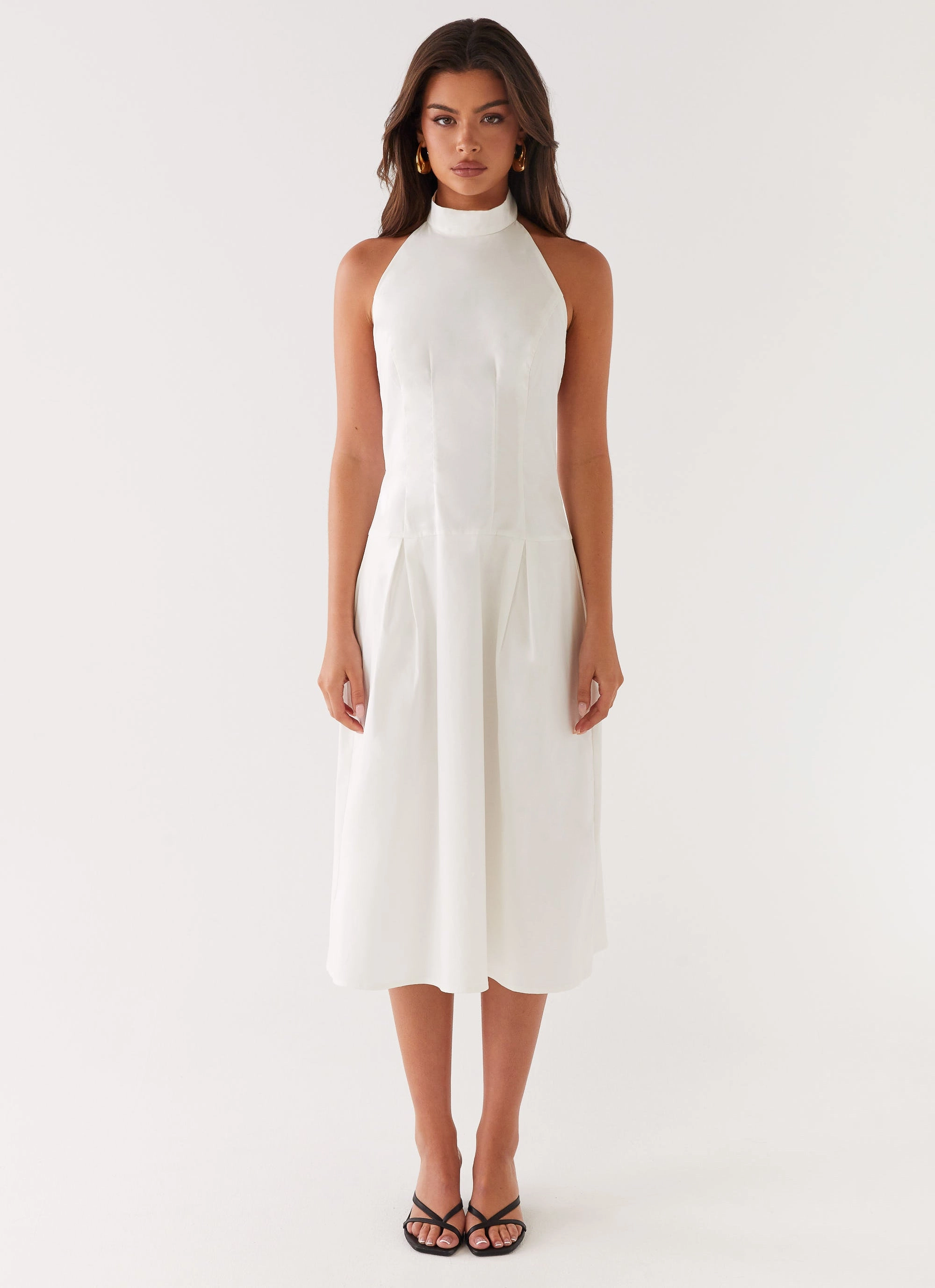 Night Ready Calla Halter Midi Dress - White