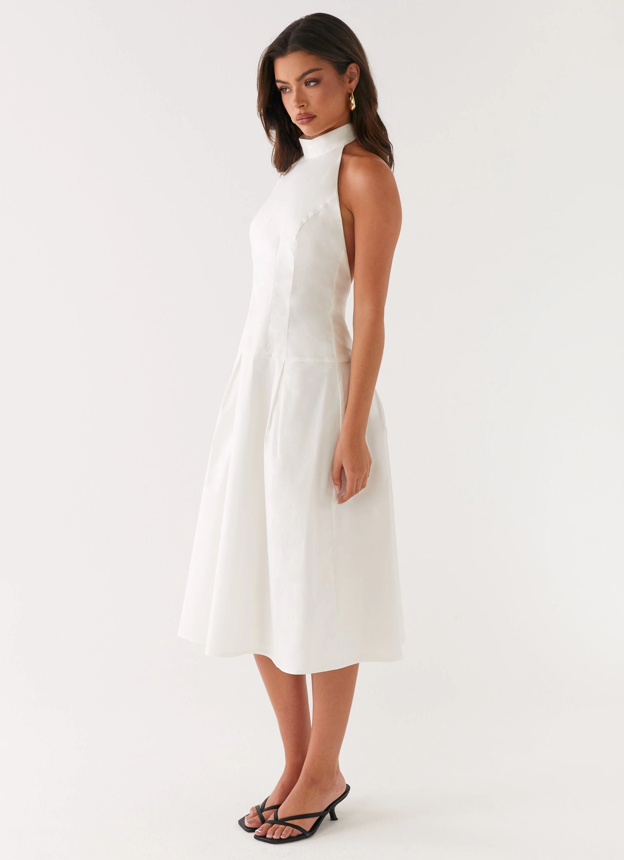 Smooth Shape Calla Halter Midi Dress - White