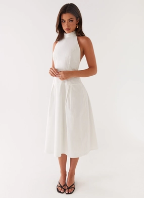 Daily Essential Low Maintenance Calla Halter Midi Dress - White