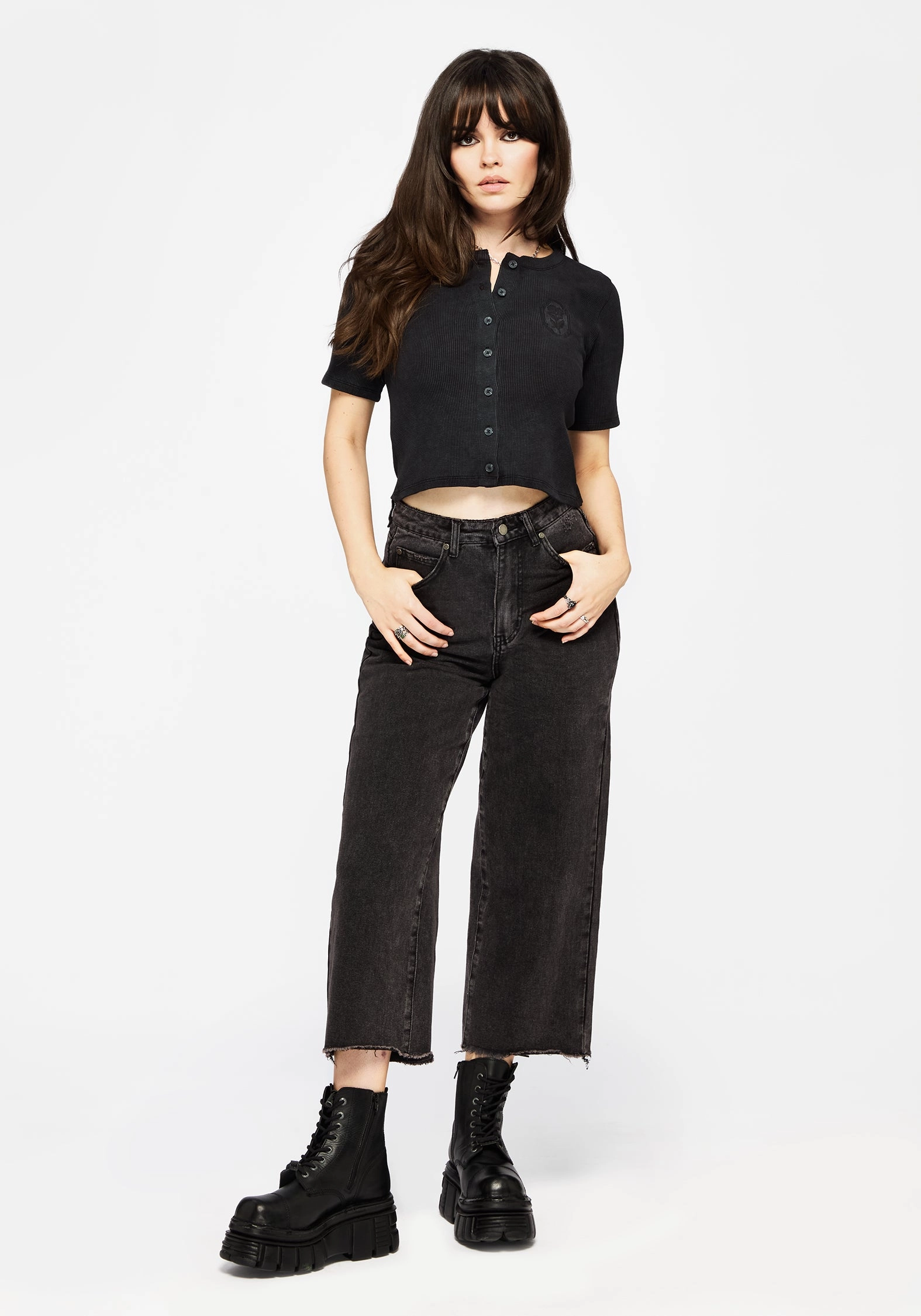 Faye Cotton-Blend Floral Embroidered Waffle Button Up Top BreathableMaterial Sporty Look Wear