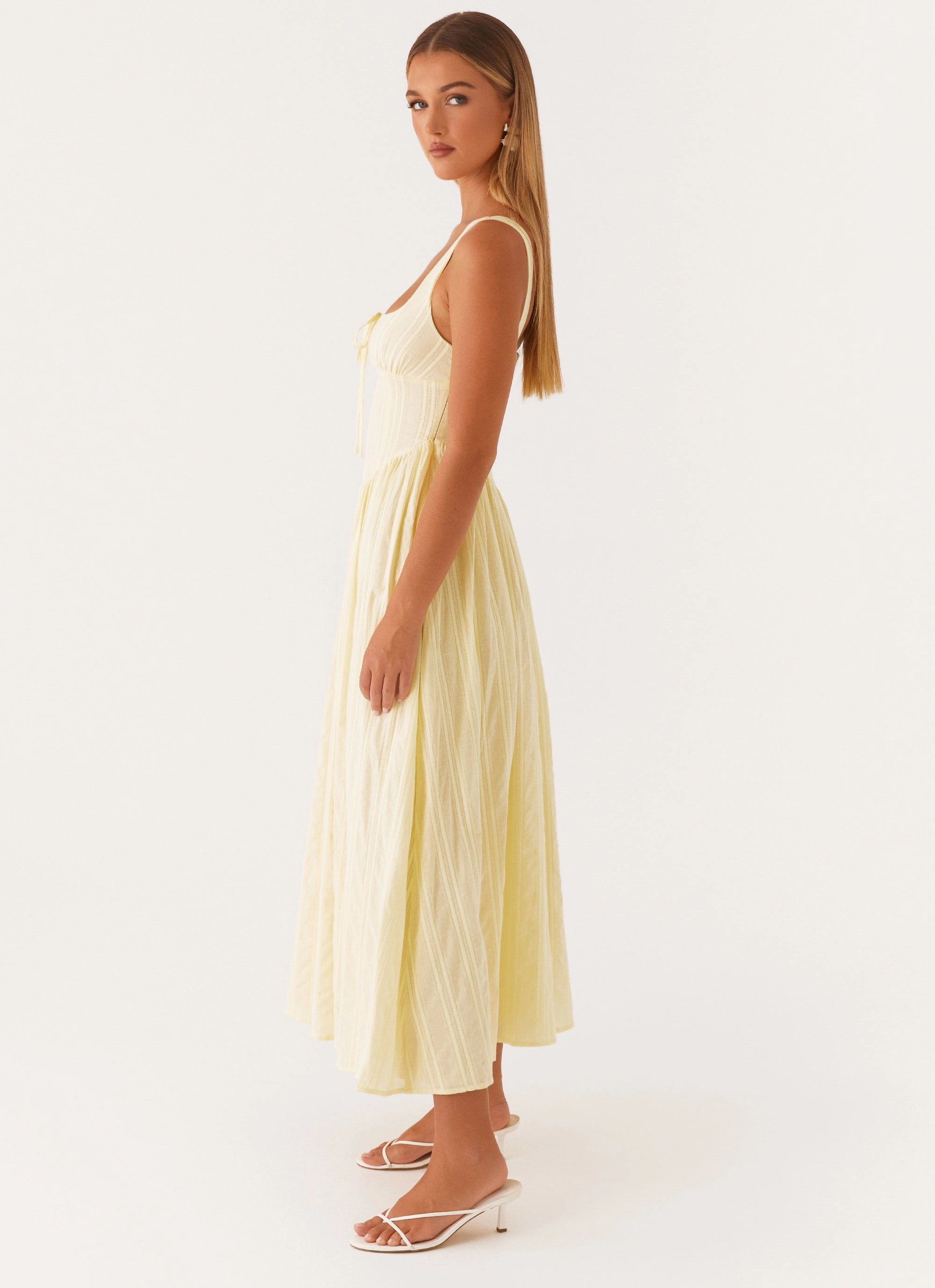 Subtle-Print Casual-Look Pascuelle Midi Dress - Yellow