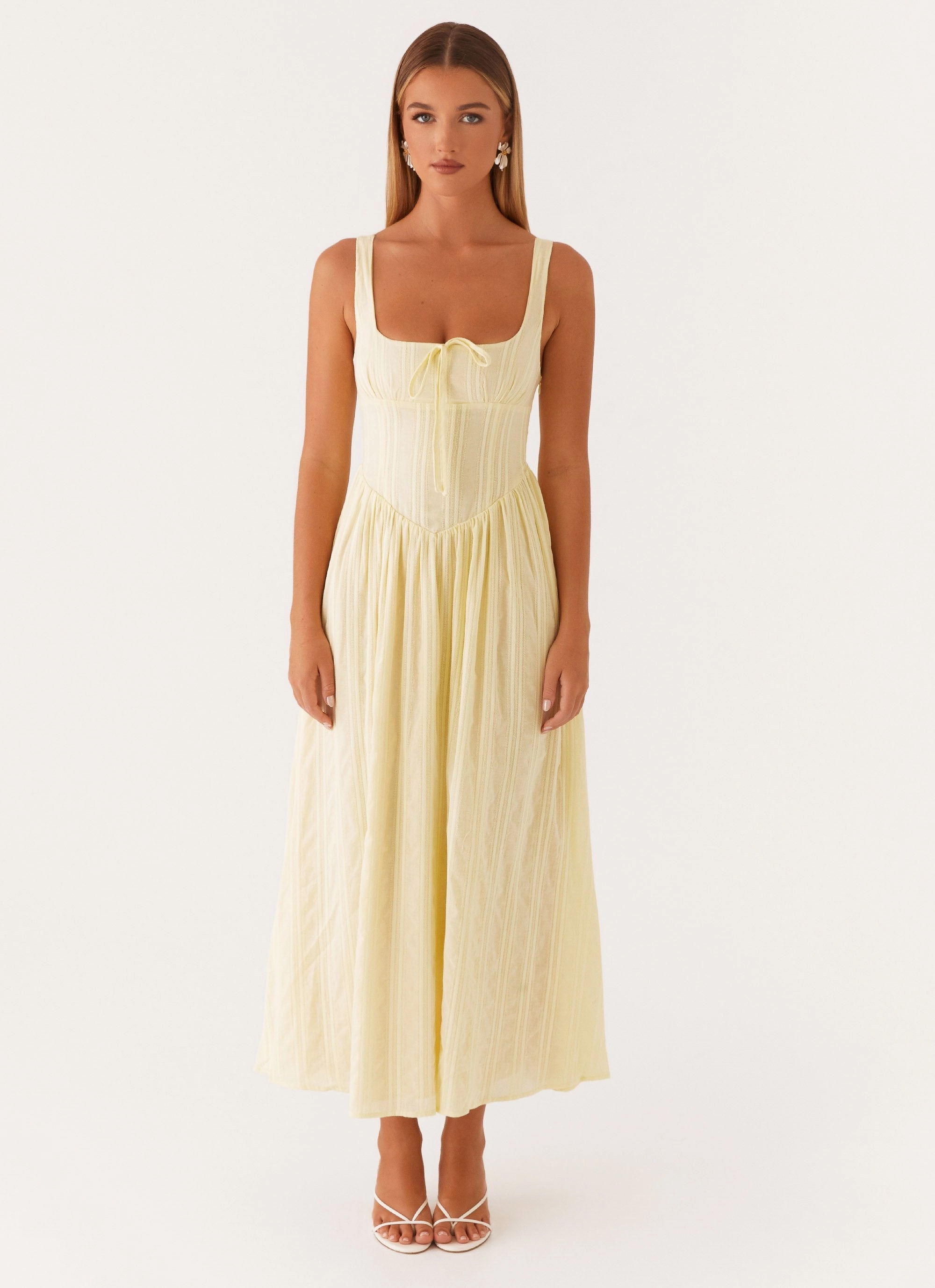 Pascuelle Midi Dress - Yellow Matte-finish