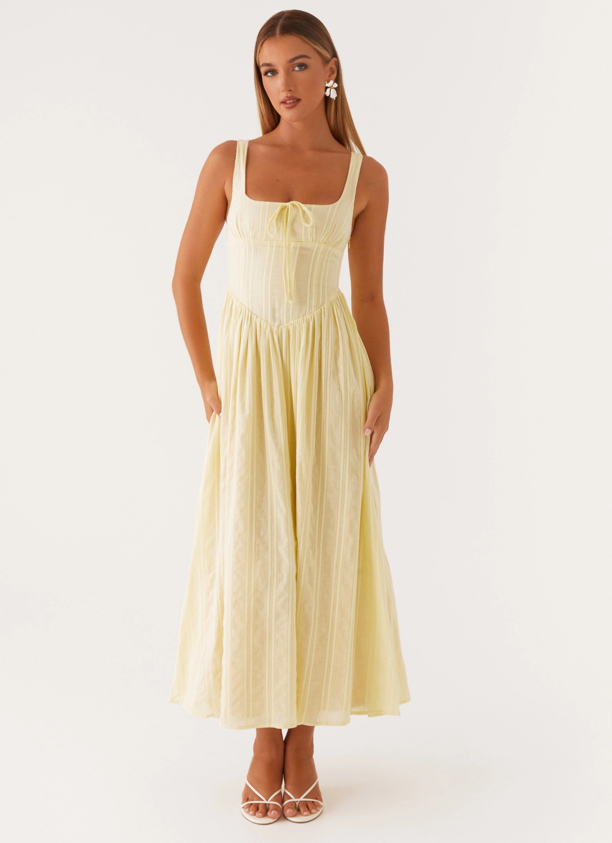 Pascuelle Midi Dress - Yellow Tulle Flow Perfect Wear