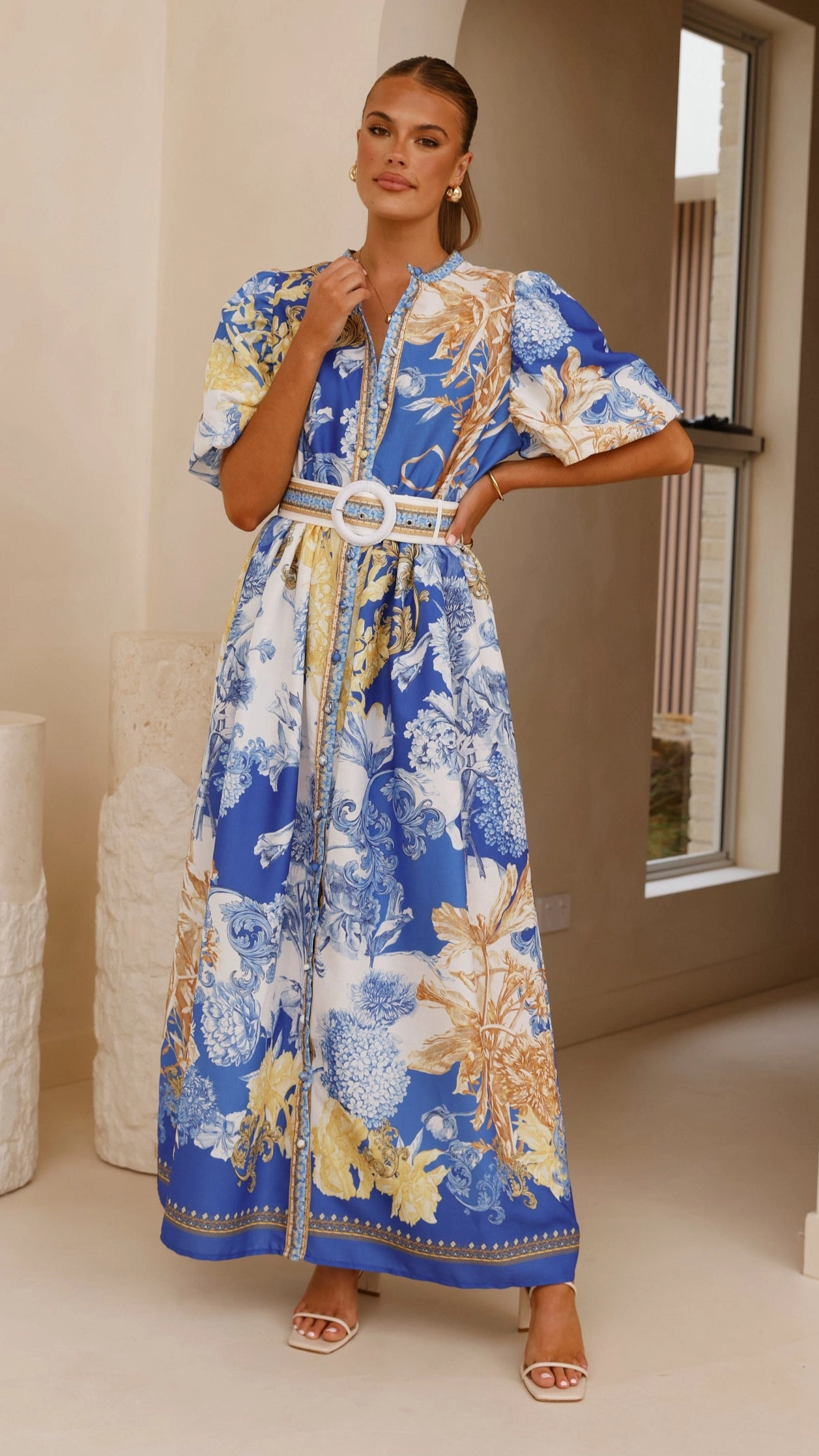 Flowing Texture Vania Maxi Dress - Blue Doll