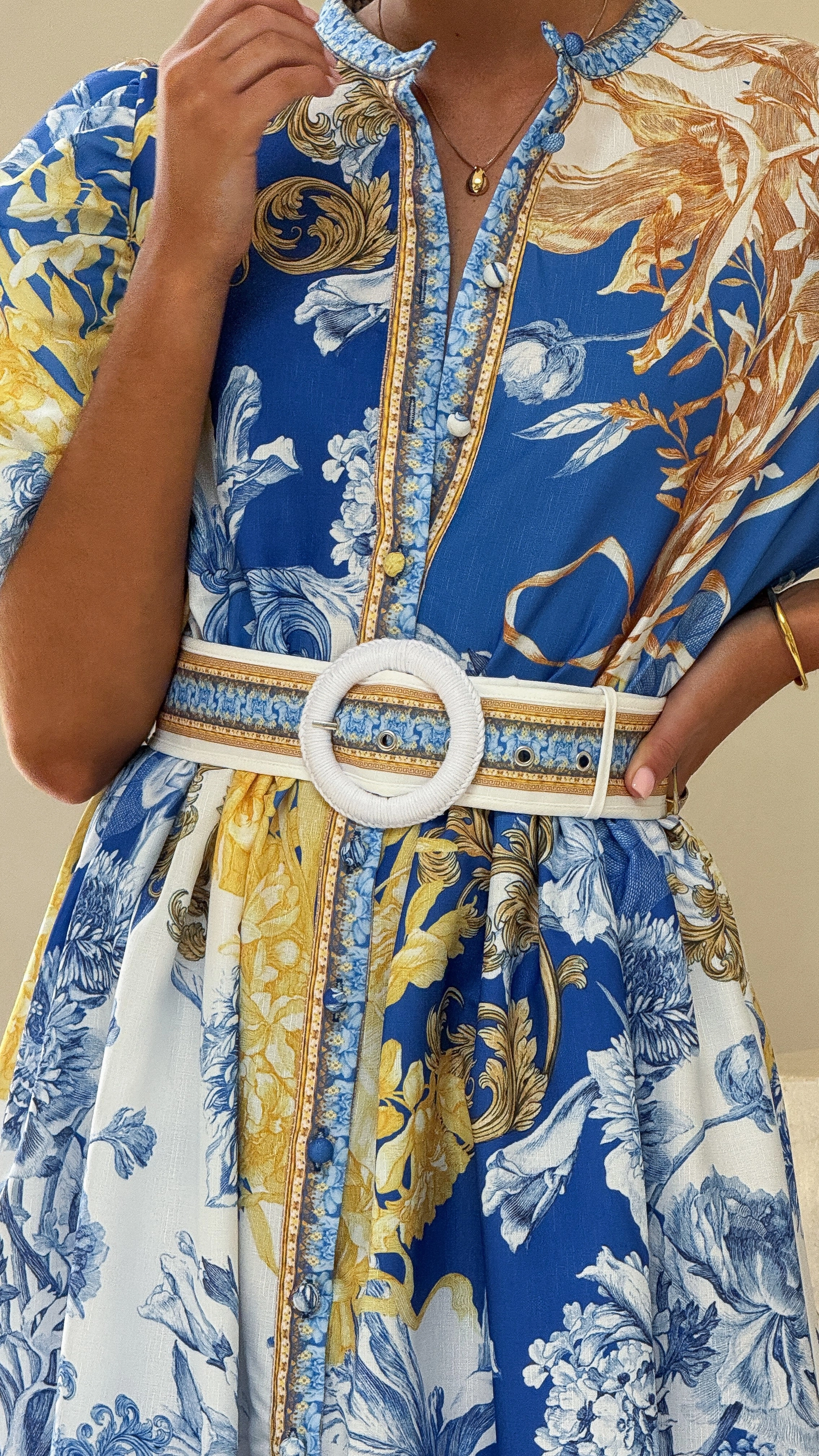 Vania Maxi Dress - Blue Doll Lux Look Machine-washable