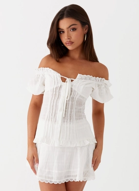 Hundred Percent Mini Skirt - White Refined Sophistication