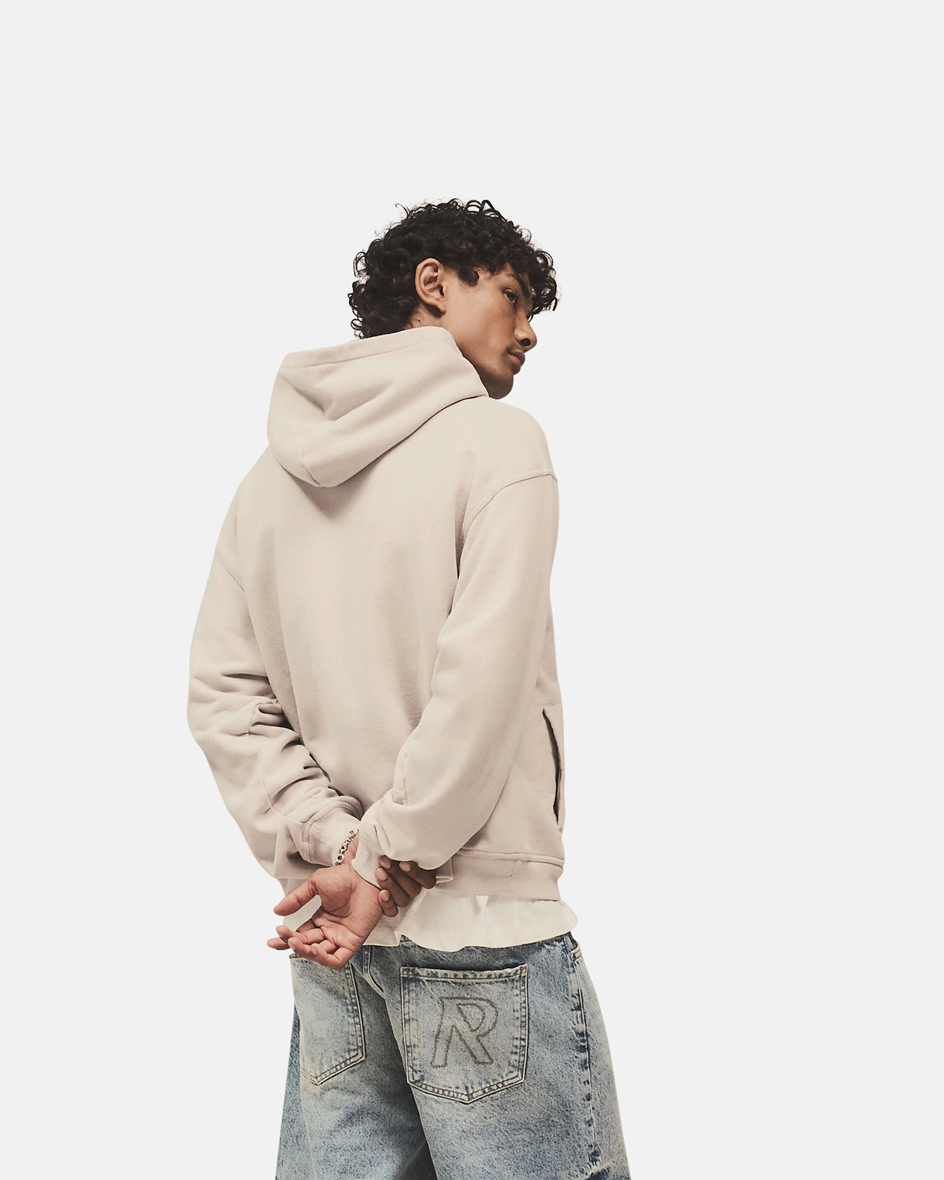 Office Wear Script Logo Zip Hoodie - Concrete