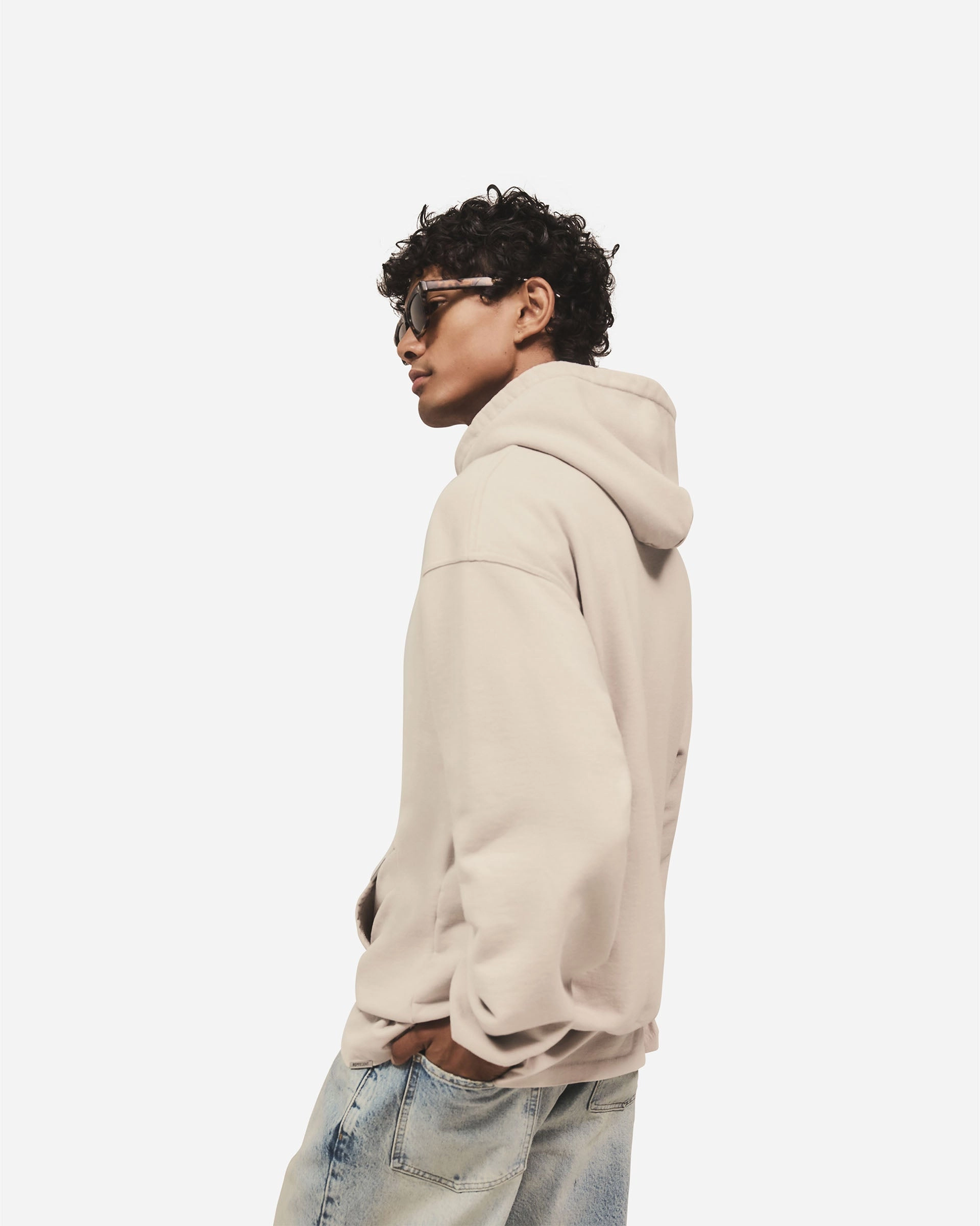 Vintage Look No Ride Up Script Logo Zip Hoodie - Concrete