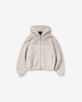 Script Logo Zip Hoodie - Concrete Urban Light
