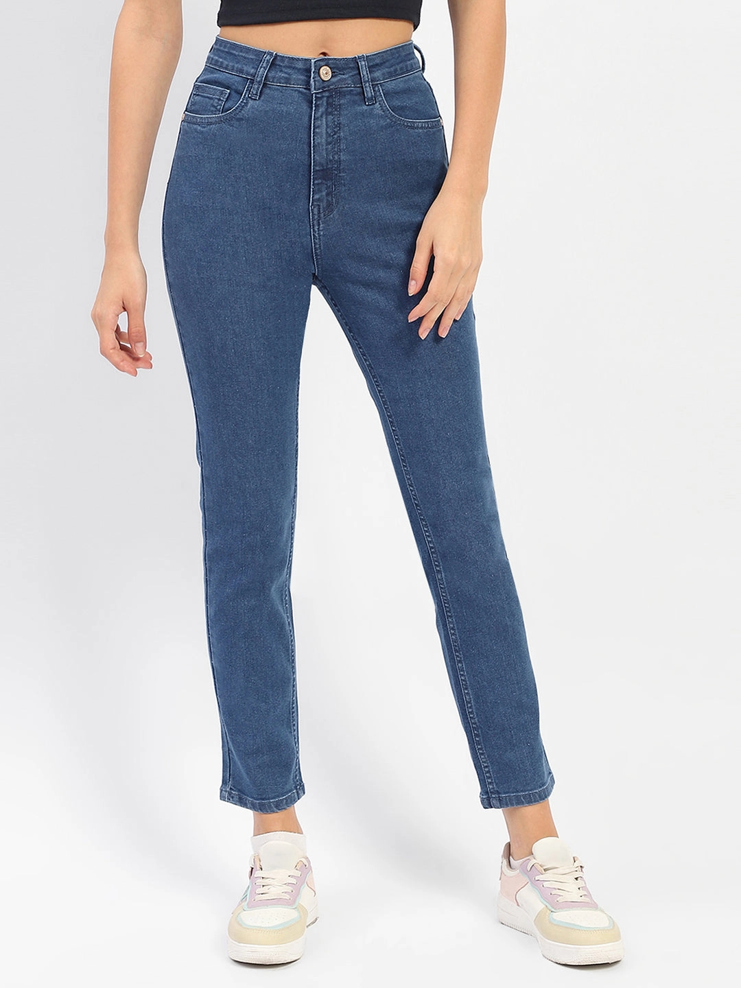 Madame Solid Blue Slim Fit Jeans Daily Favorite Neutral Lightweight