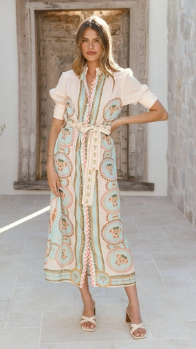 Natural Layers Soft Air Magnolia Midi Dress - Acacia Palm Cream