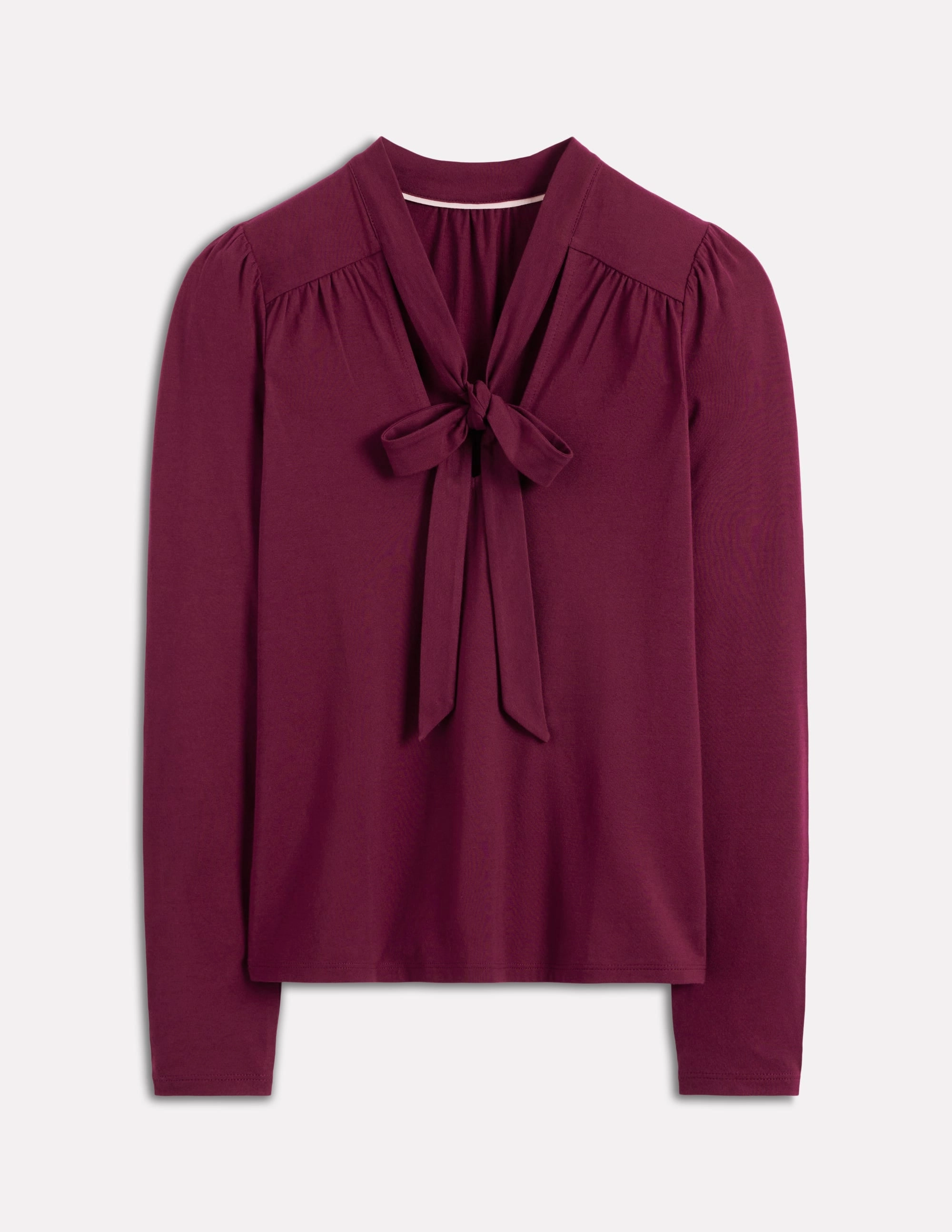 Tie Neck Supersoft Top-Deep Wisteria All Purpose Casual Cut