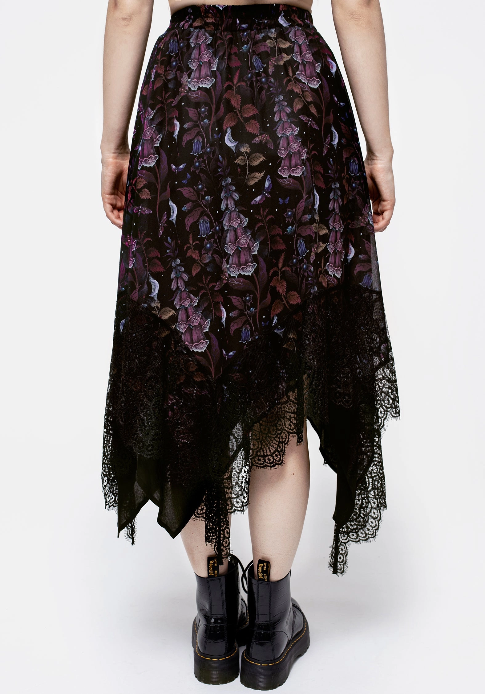 Scalloped Edge Foxglove Chiffon Handkerchief Hem Skirt