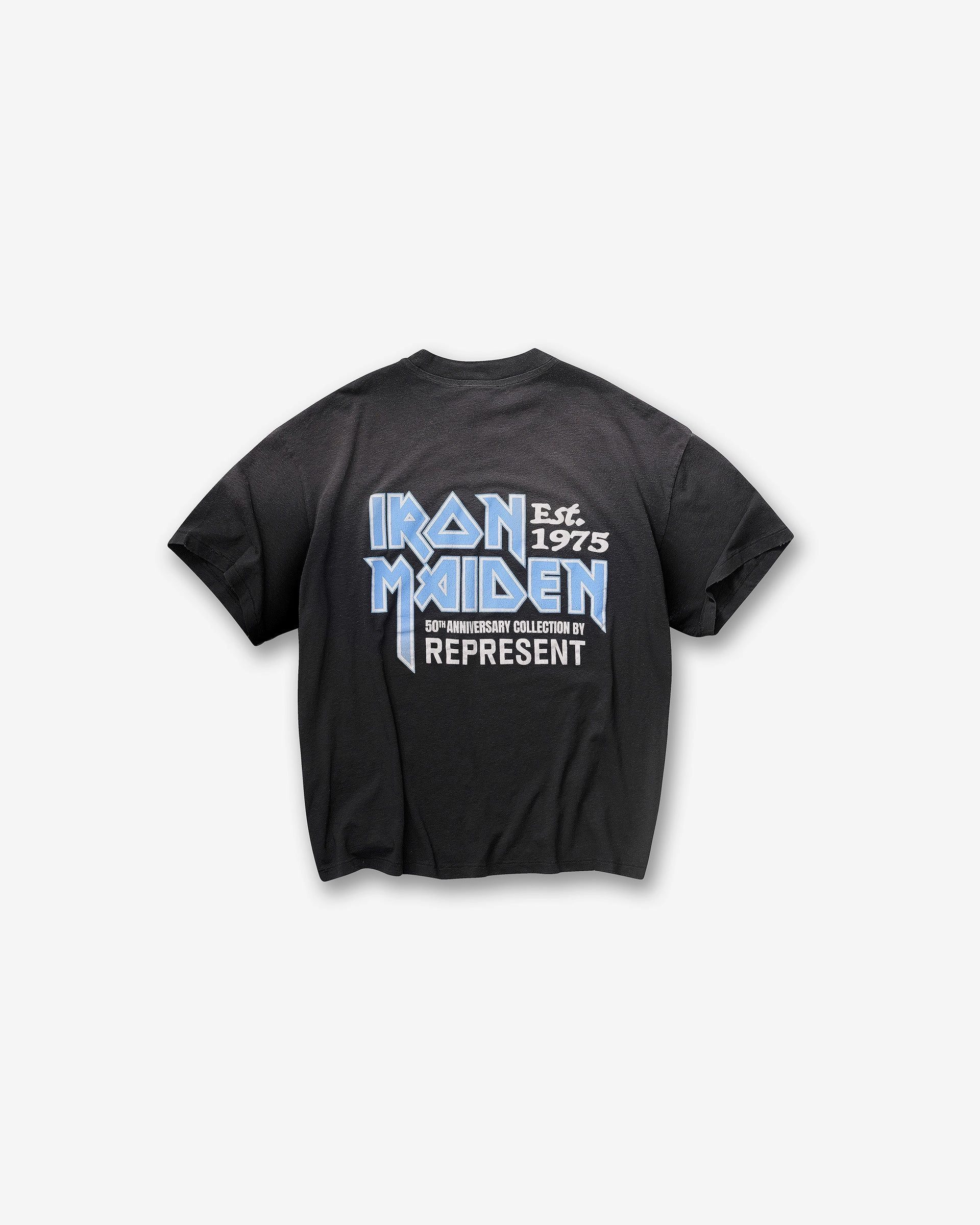 Represent X Iron Maiden Anniversary T-Shirt - Stained Black Modern Comfort Style