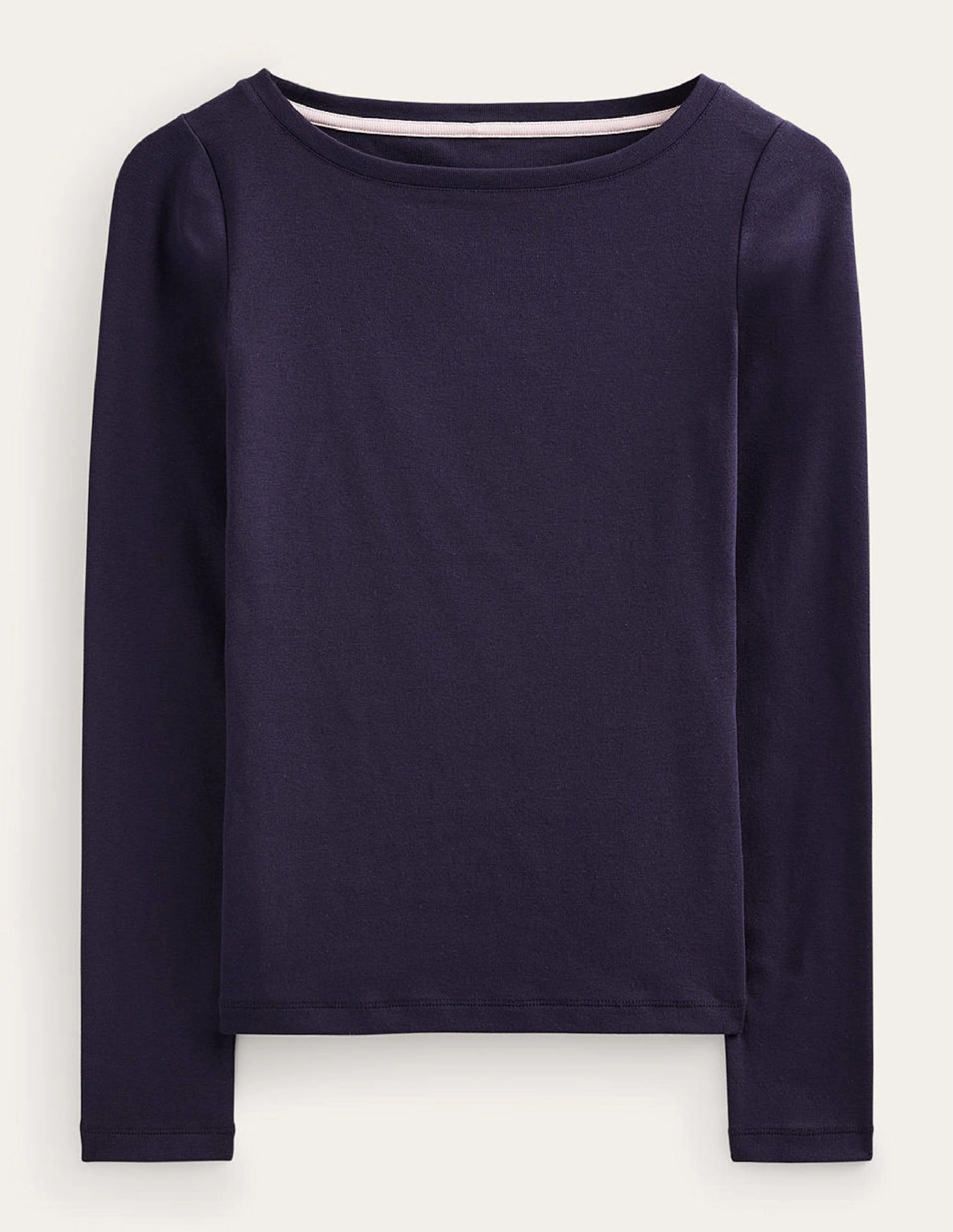 Essential Boat-Neck Jersey Top-Navy Thermal Insulation Layer