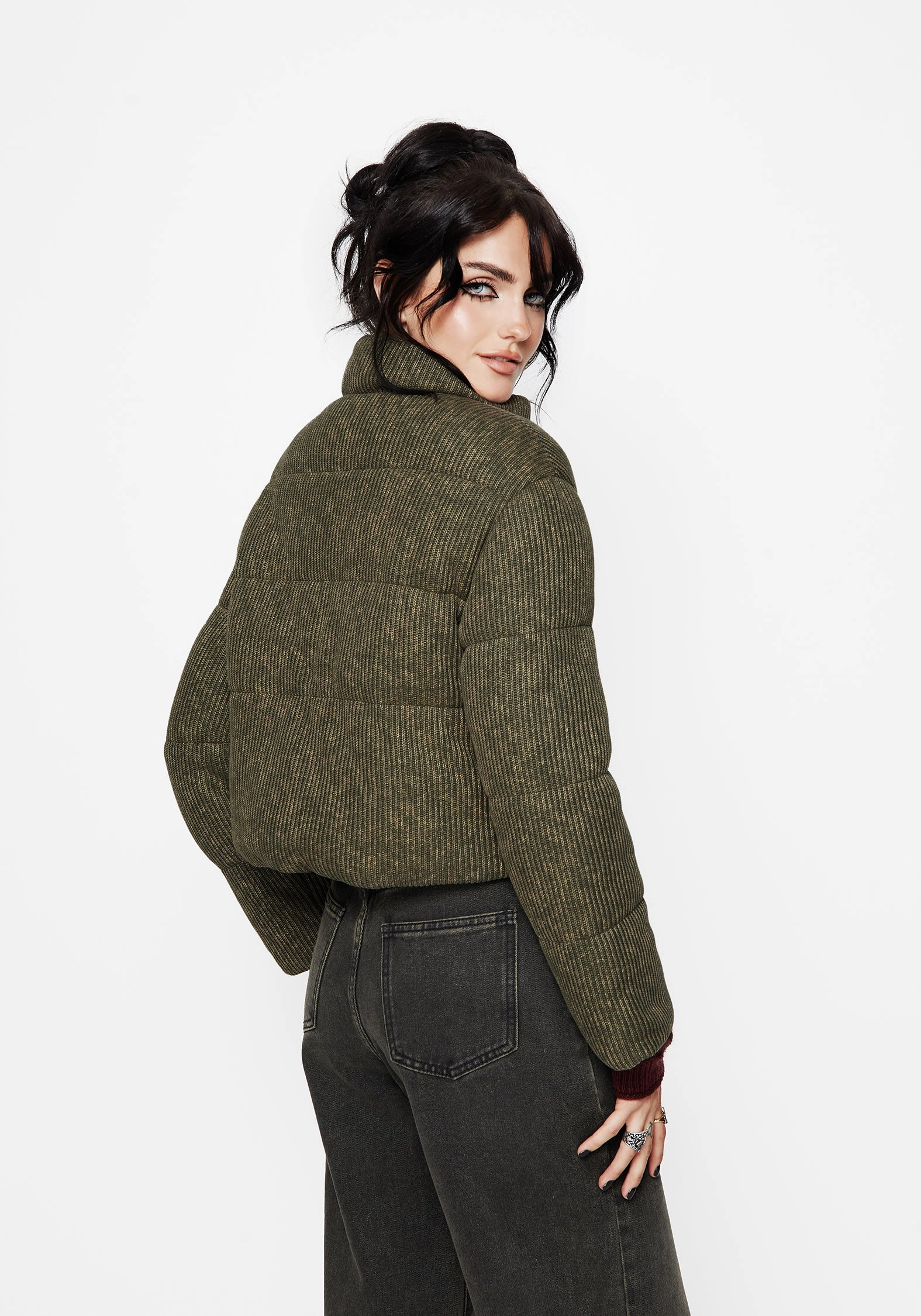 Sylvia Embroidered Knit Bomber Jacket Headphone Hole