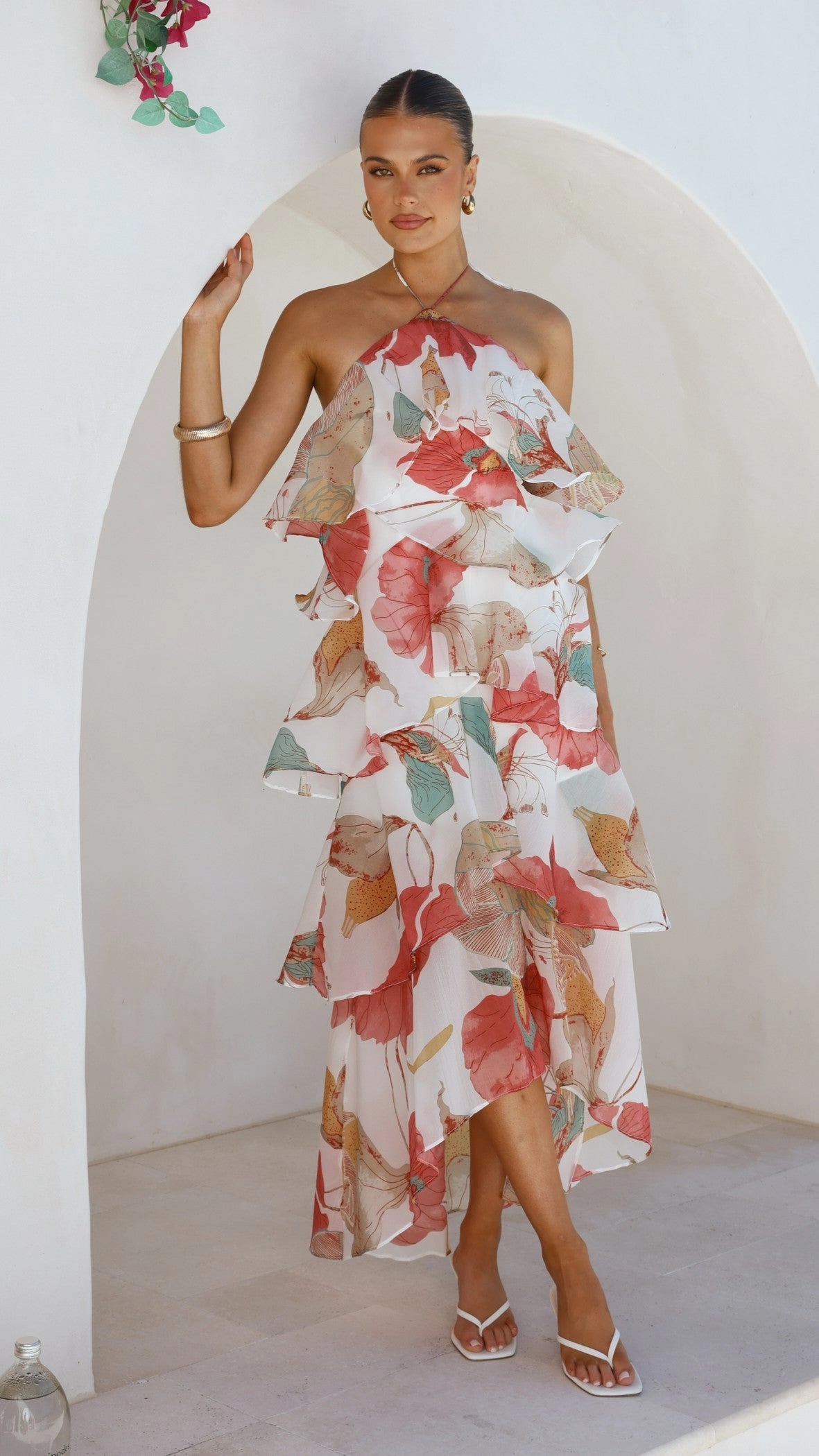 Cool Drape Work Friendly Soho Maxi Dress - Blush Lotus