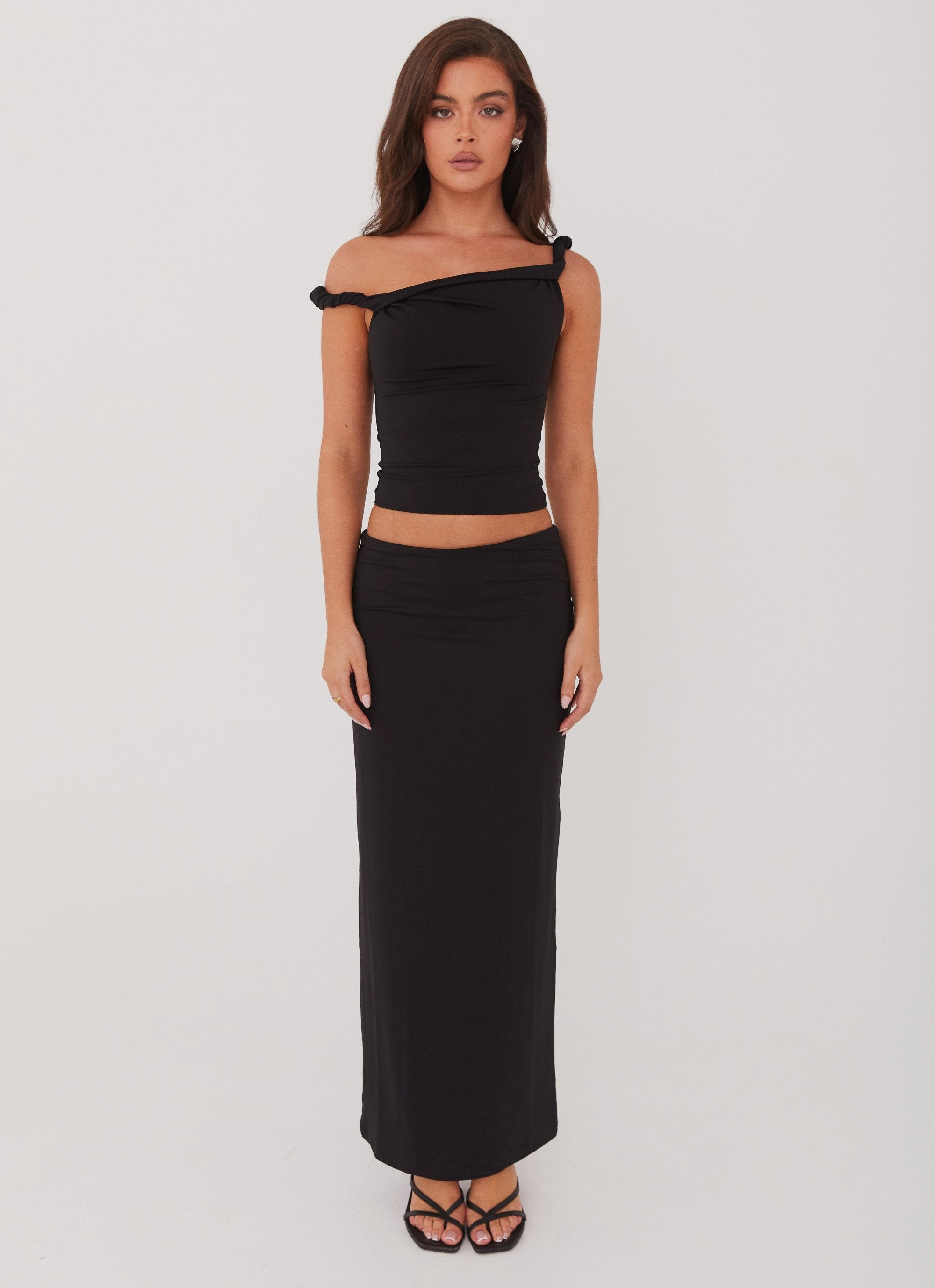Solace Soul Maxi Skirt - Black Lightweight Material Invisible Seams