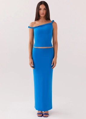 Sporty Casual Shopping Trip Solace Soul Maxi Skirt - Cobalt