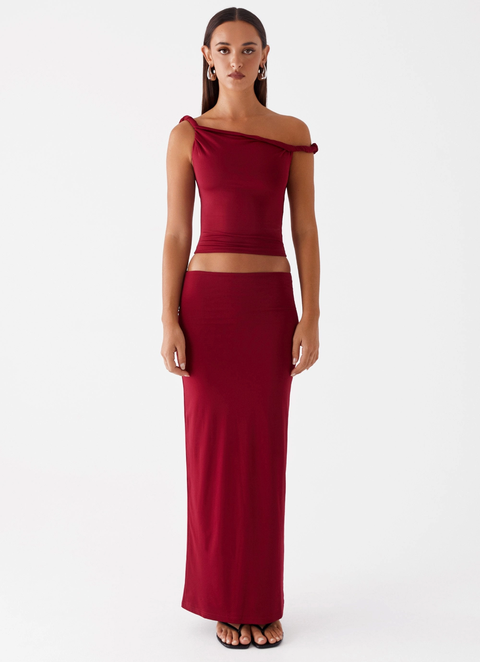 Simple Look Cool Details Solace Soul Maxi Skirt - Maroon