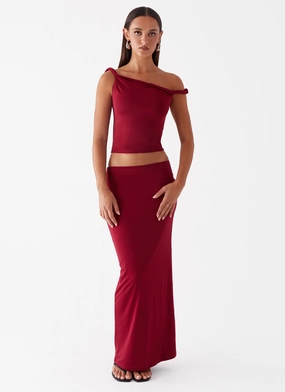 Solace Soul Maxi Skirt - Maroon Art Gallery Visit Seasonal Drop