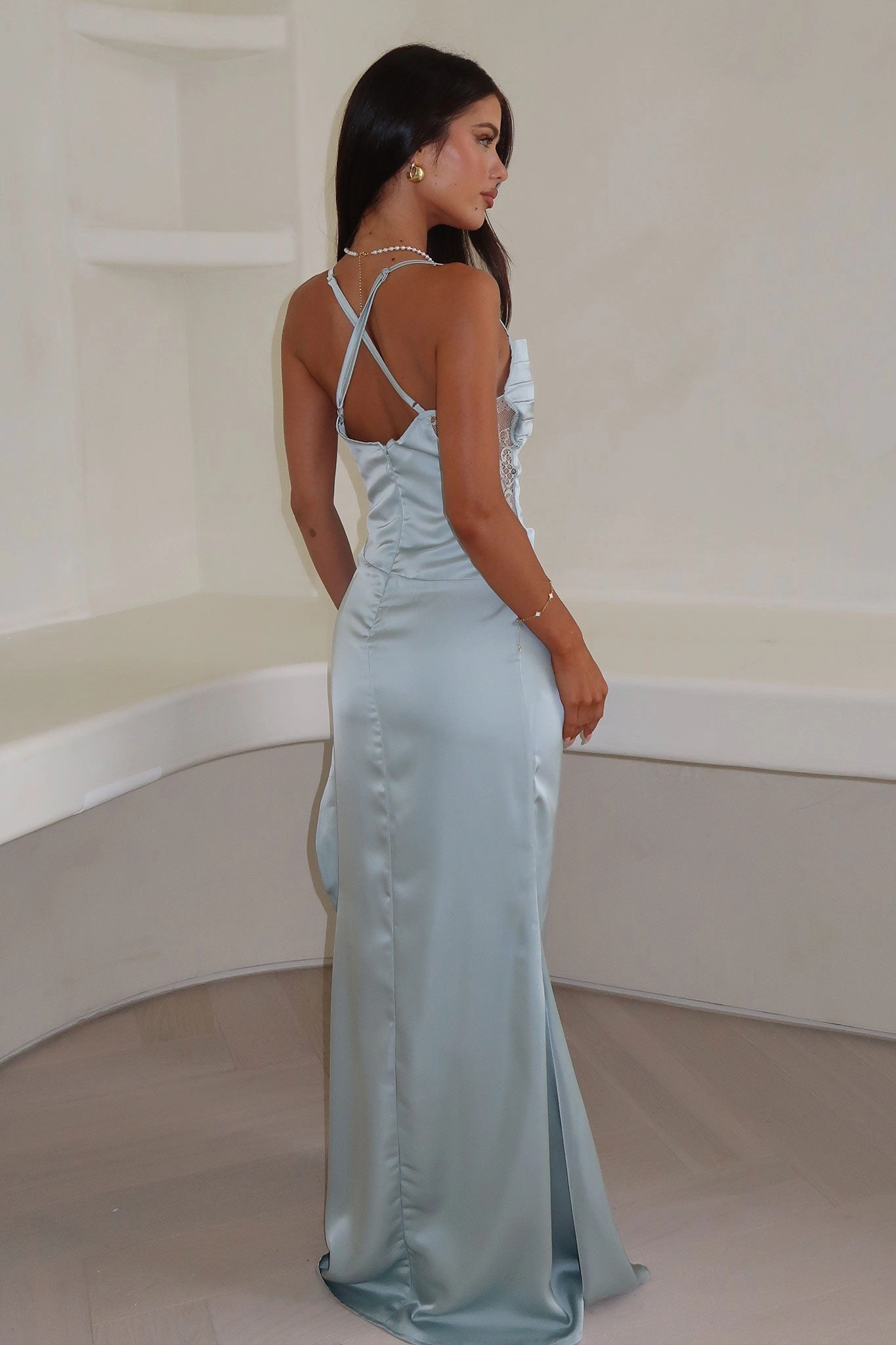 Sonnet Satin Maxi Dress - Sage Lightweight Layer