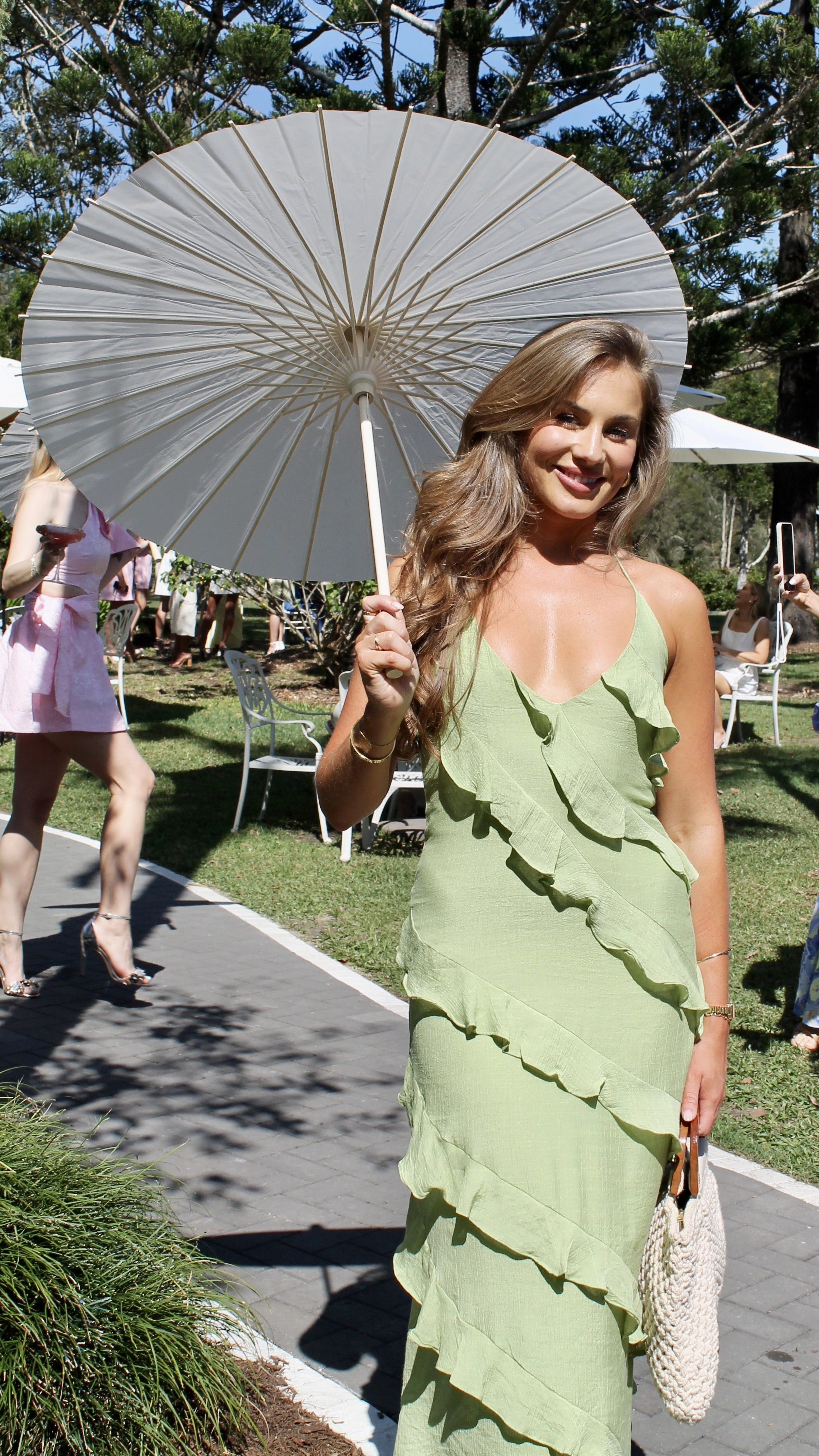 Sophia Maxi Dress - Lime Travel Light Crisp Texture