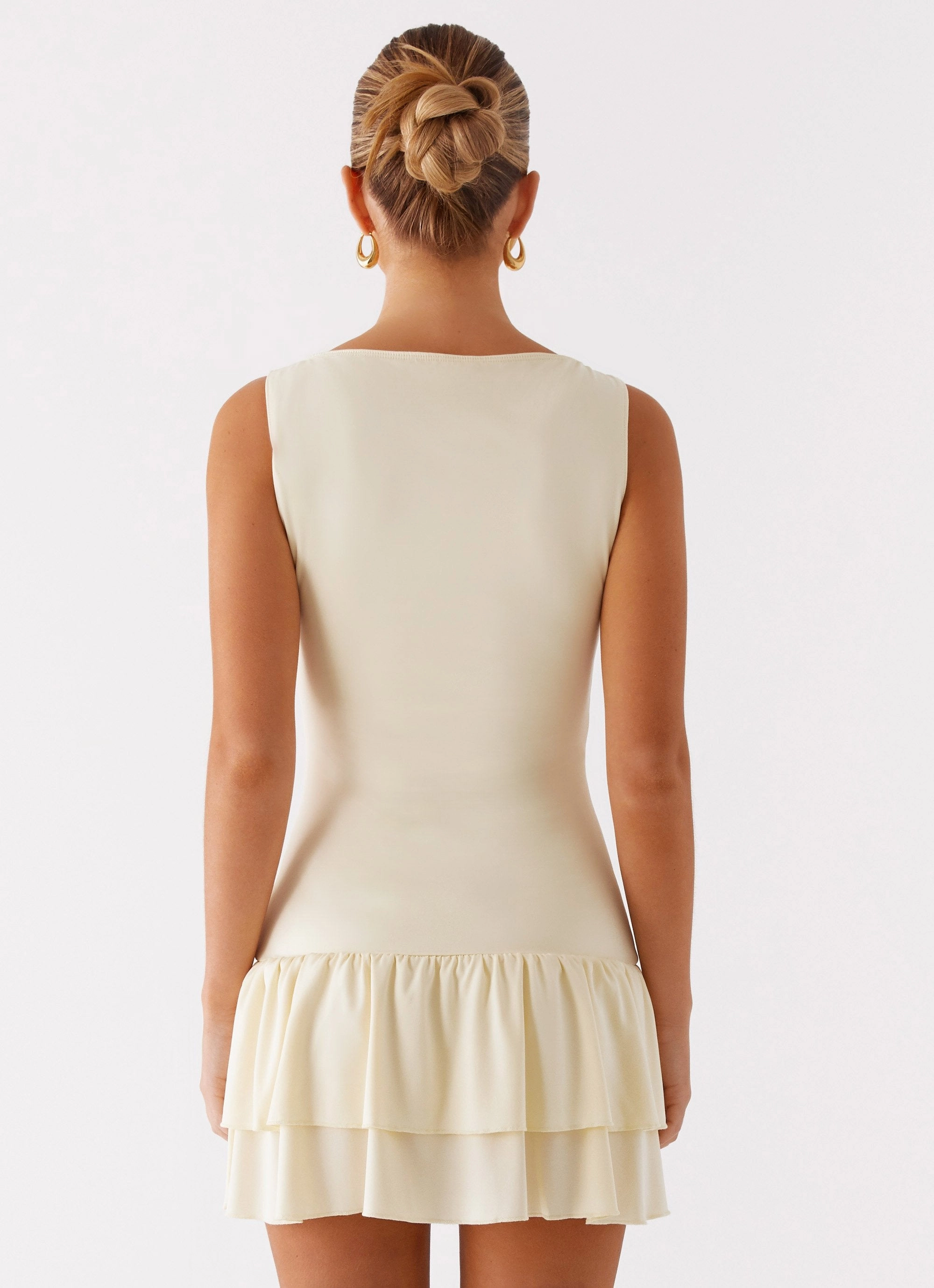 Rhiannon Frill Mini Dress - Yellow Flattering Look