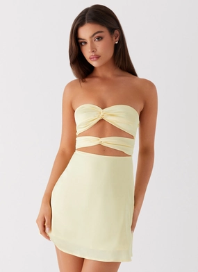 Tianna Mini Dress - Yellow Saturated Hue Matte Fabric