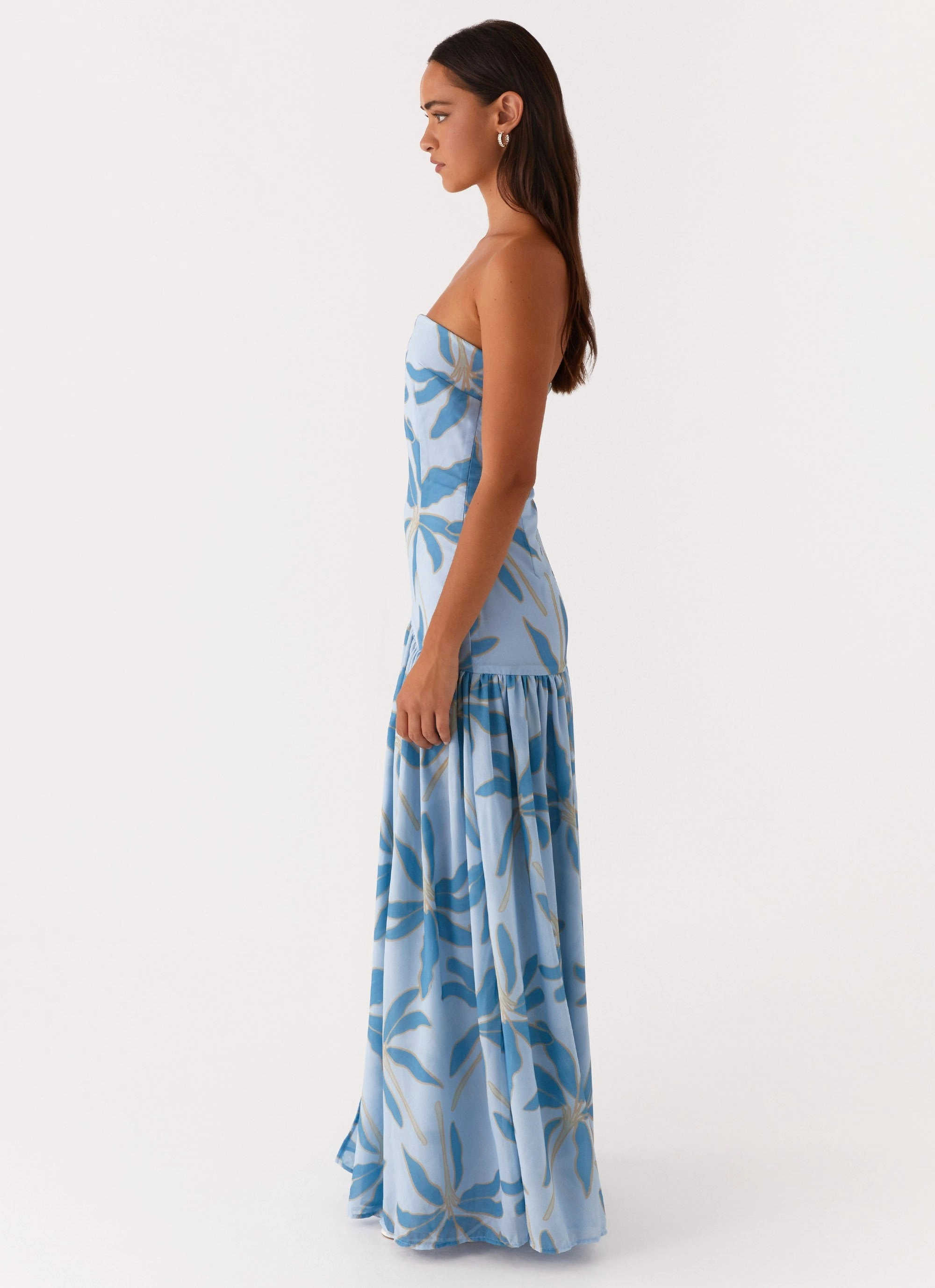 Gloss Accent Must Have Eden Strapless Maxi Dress - Opulent Blue