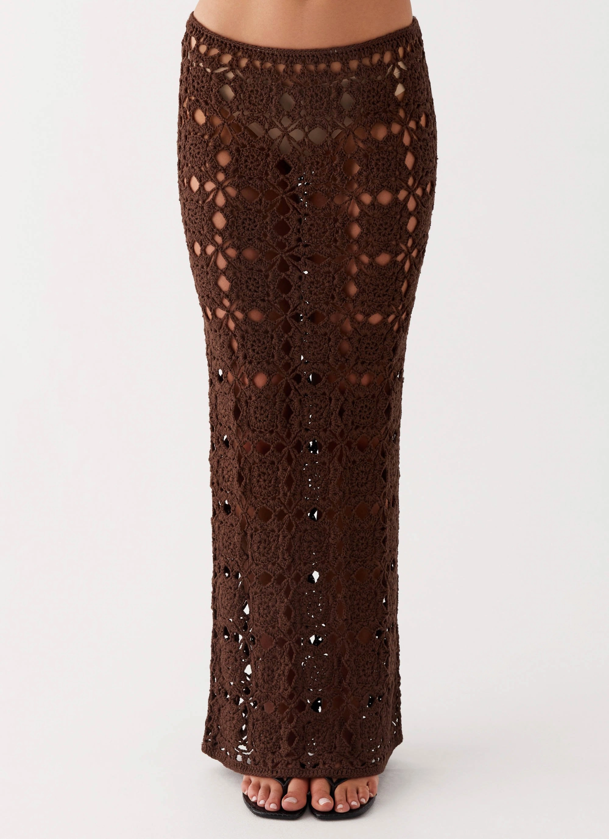 Sorrentino Crochet Maxi Skirt - Chocolate Romantic Vibe Design innovation