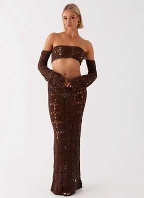 Simple Look Sorrentino Crochet Maxi Skirt - Chocolate
