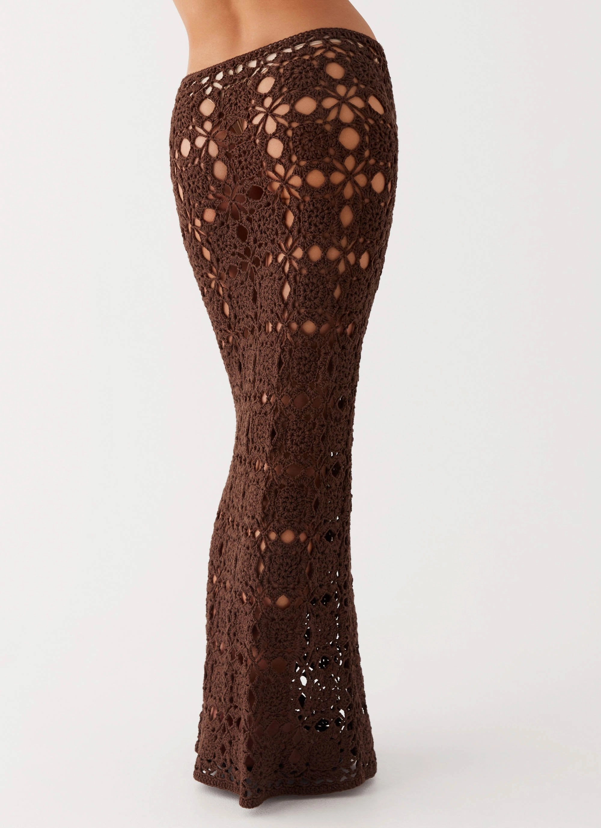 Heritage Inspired Breezy Outfit Sorrentino Crochet Maxi Skirt - Chocolate