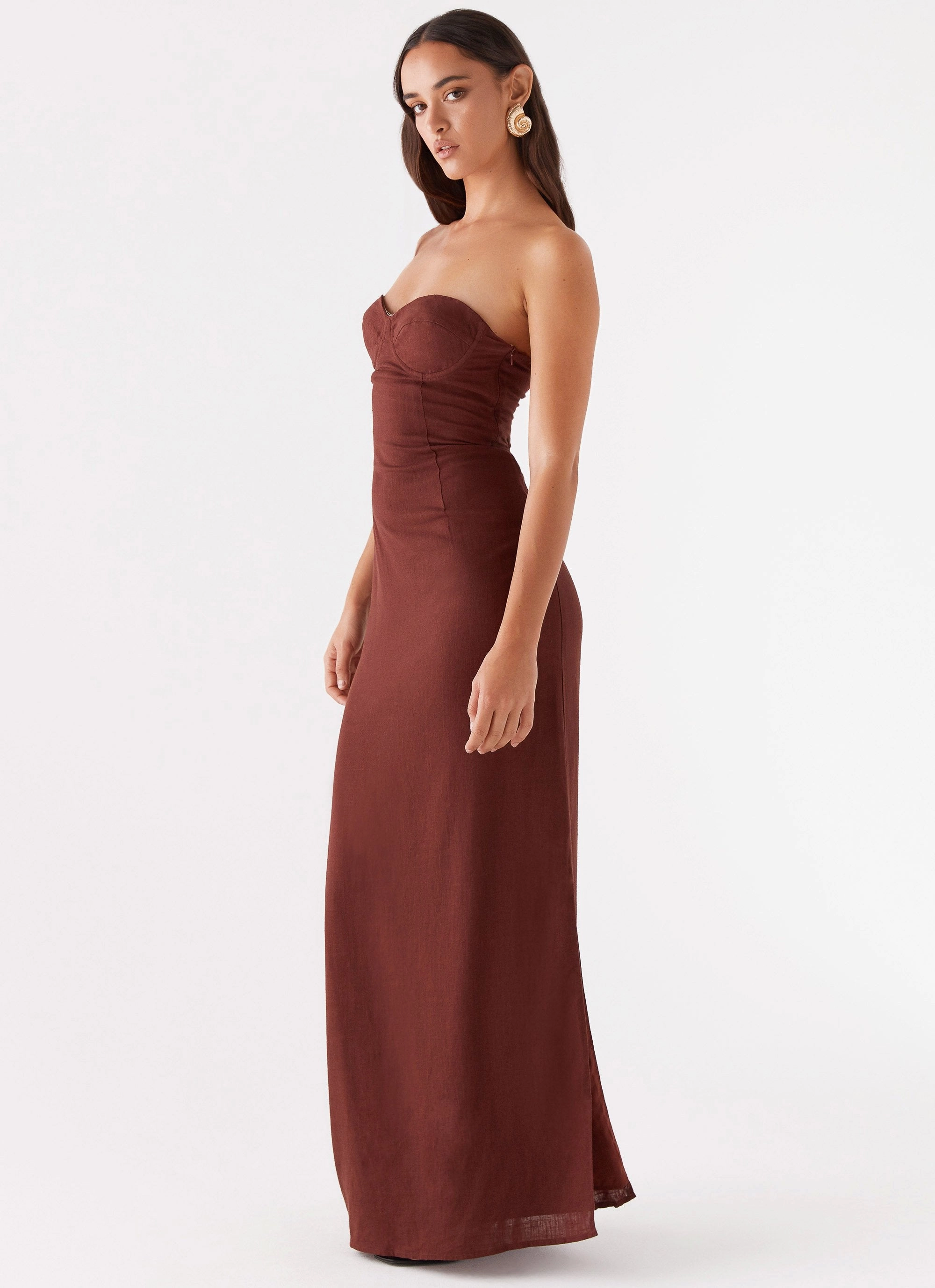 Esra Strapless Maxi Dress - Chocolate Minimalist Fit
