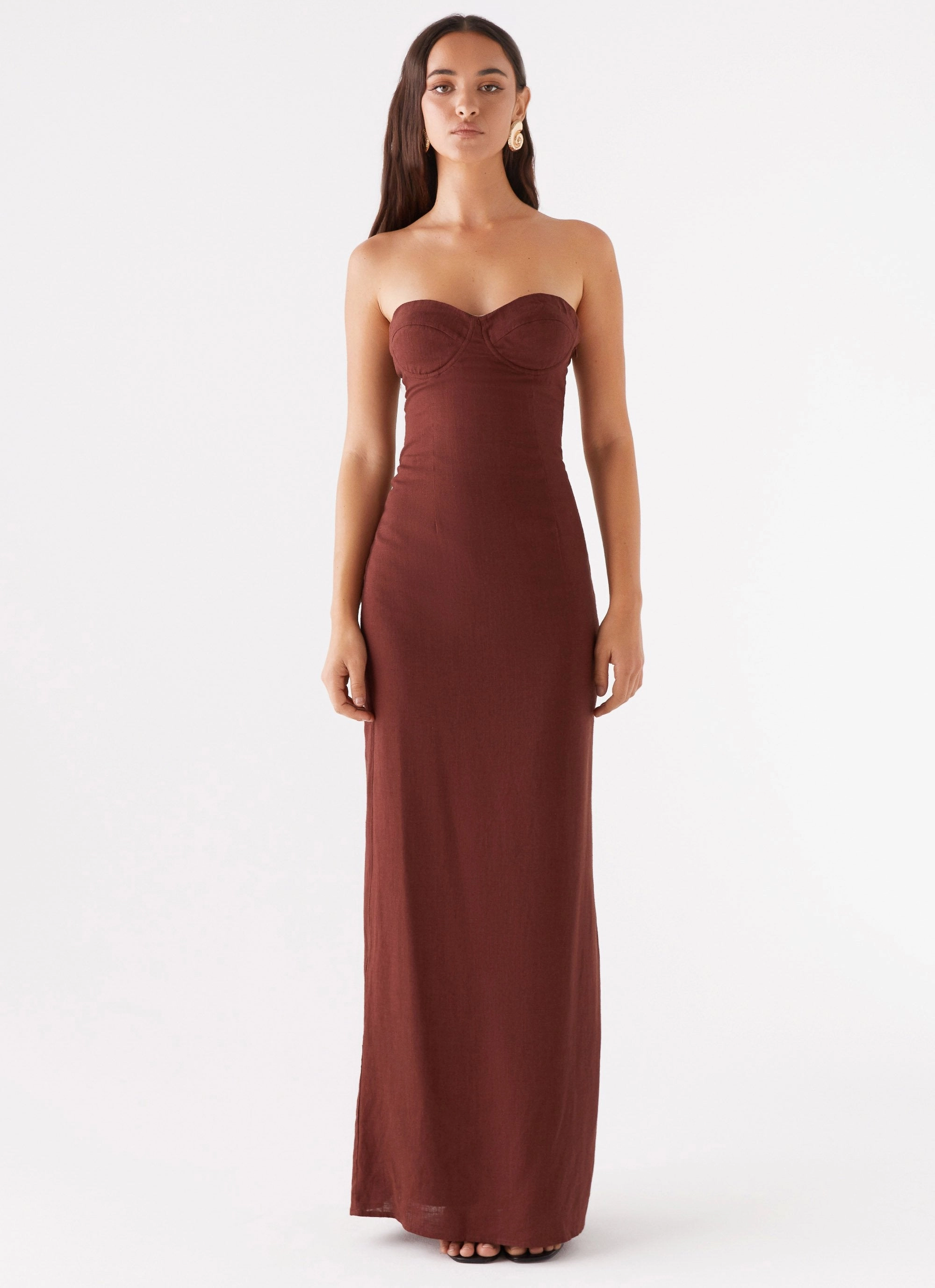 Gender Free Esra Strapless Maxi Dress - Chocolate