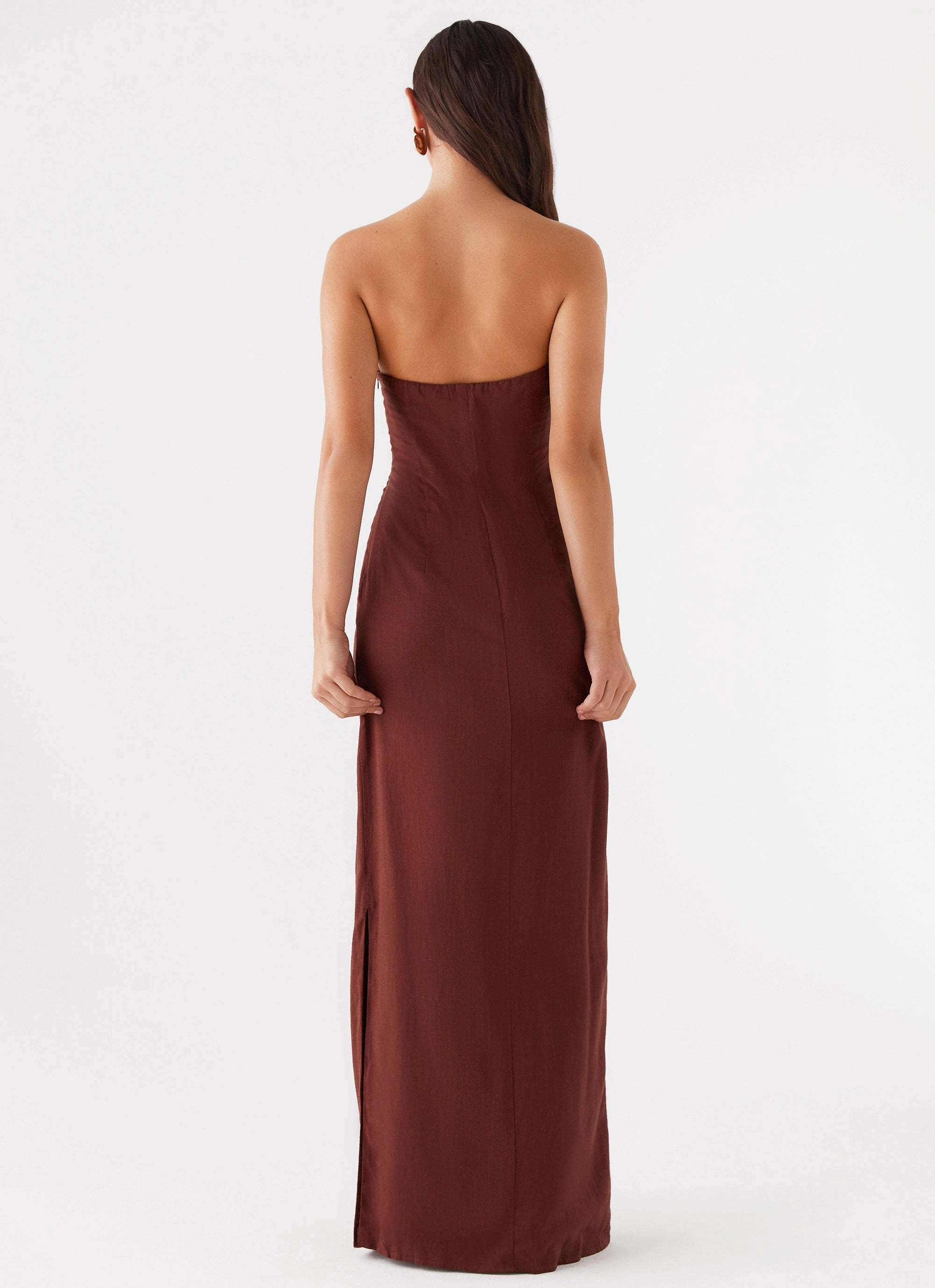 Smart Waistband Design Esra Strapless Maxi Dress - Chocolate